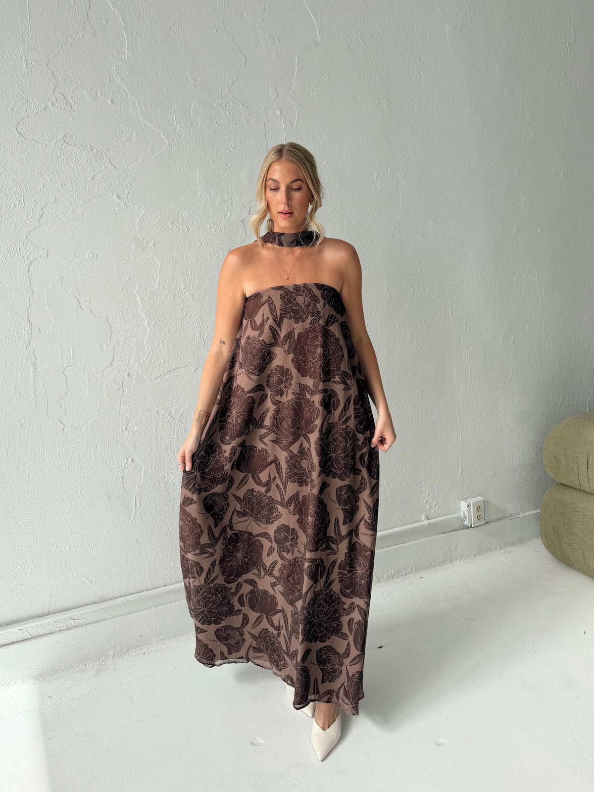 Maddie Chocolate Floral Maxi