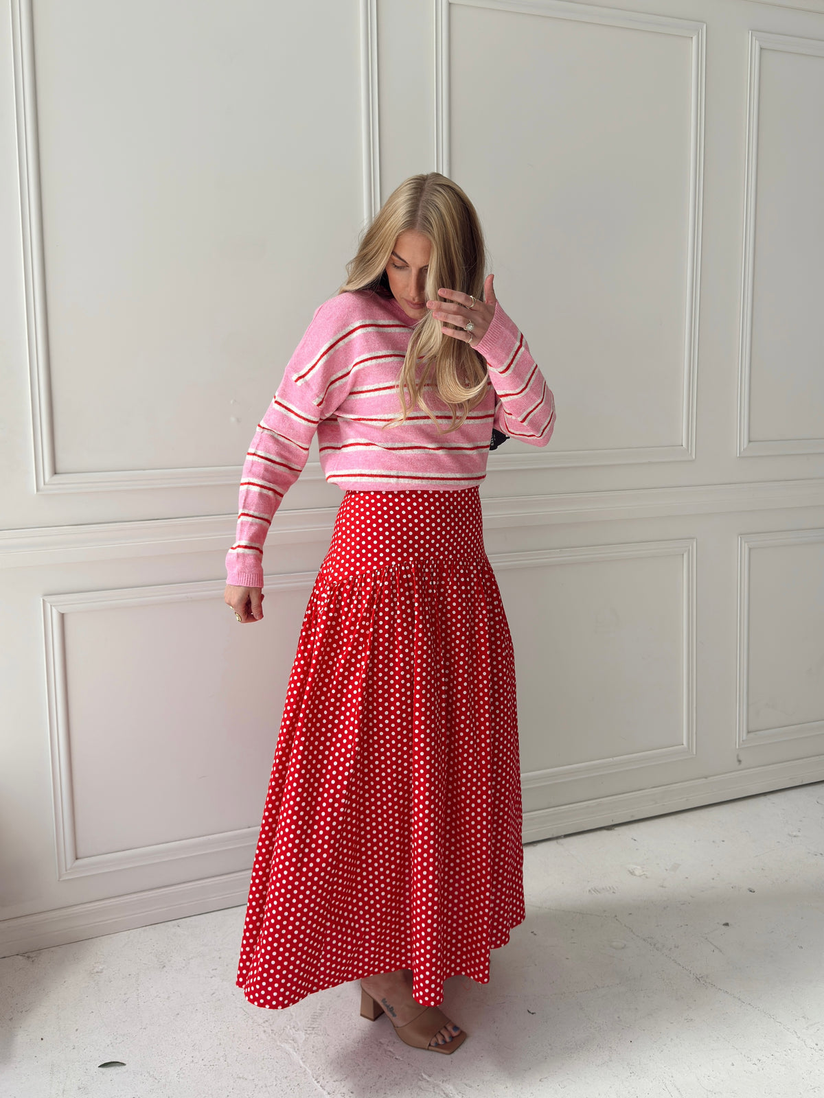Set Your Sails Polka Dot Skirt - Red