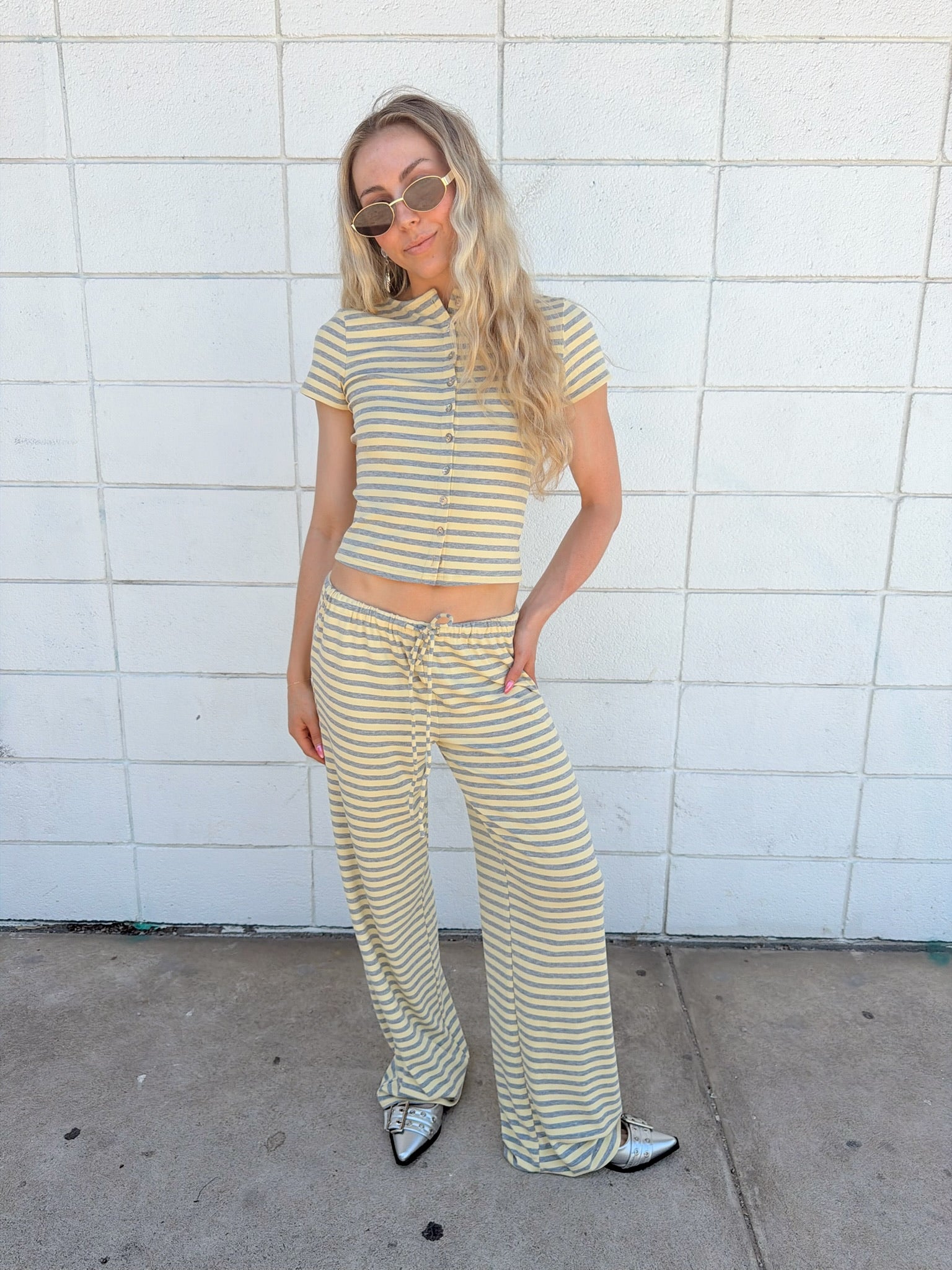 Brady Striped Button Up Top