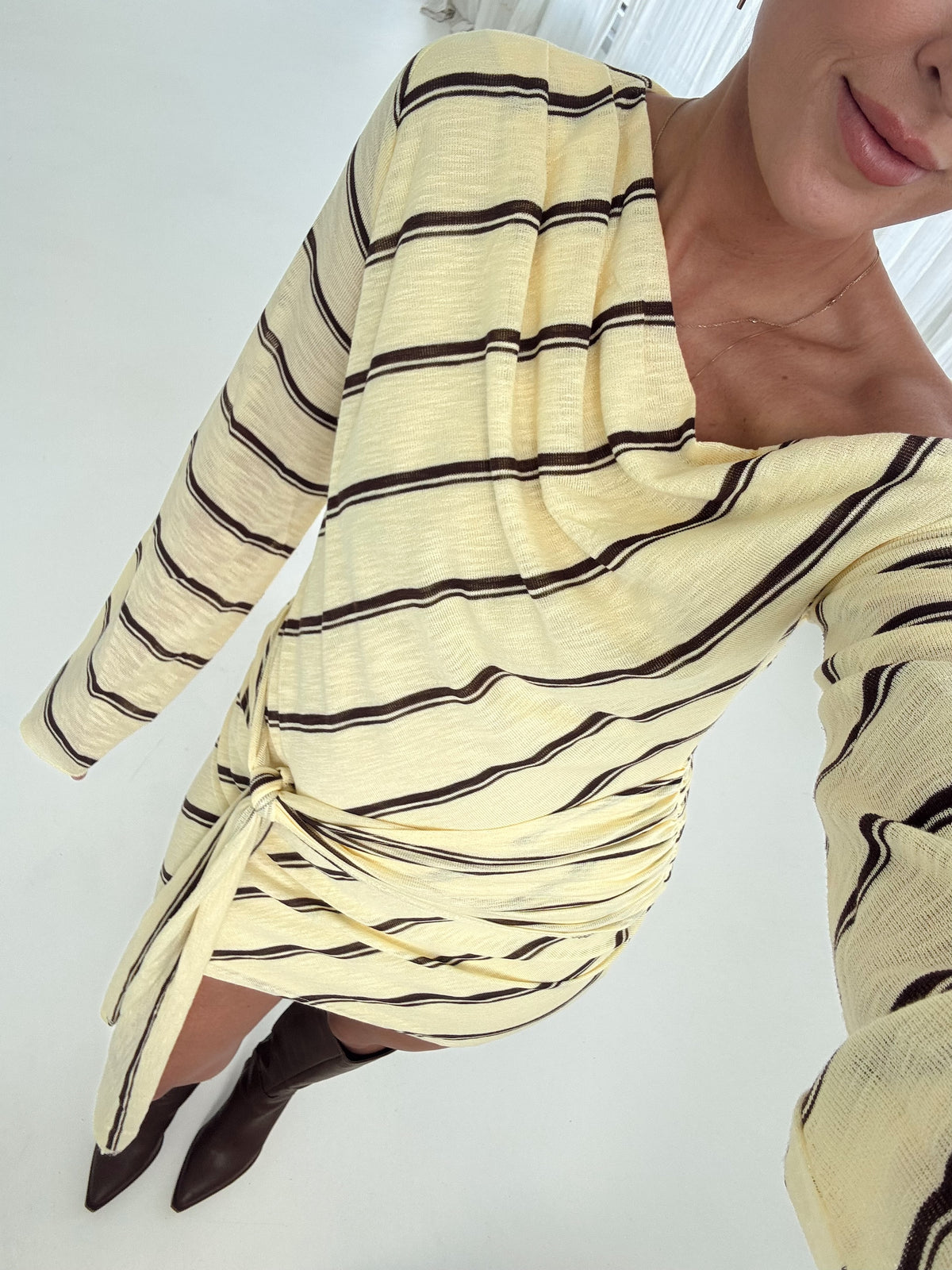 Abigail Yellow Stripe Mini Dress