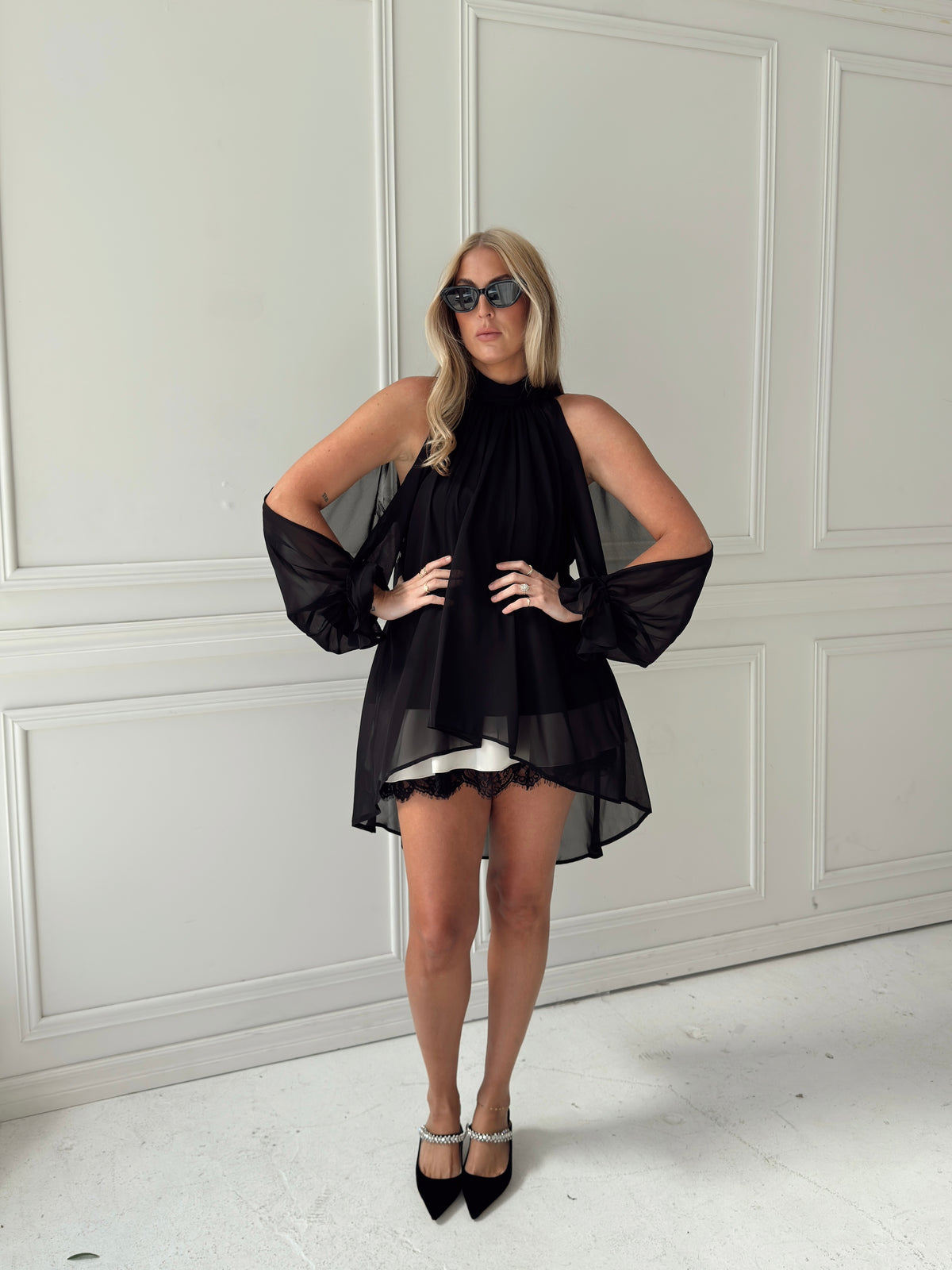 Darla Chiffon Top - Black