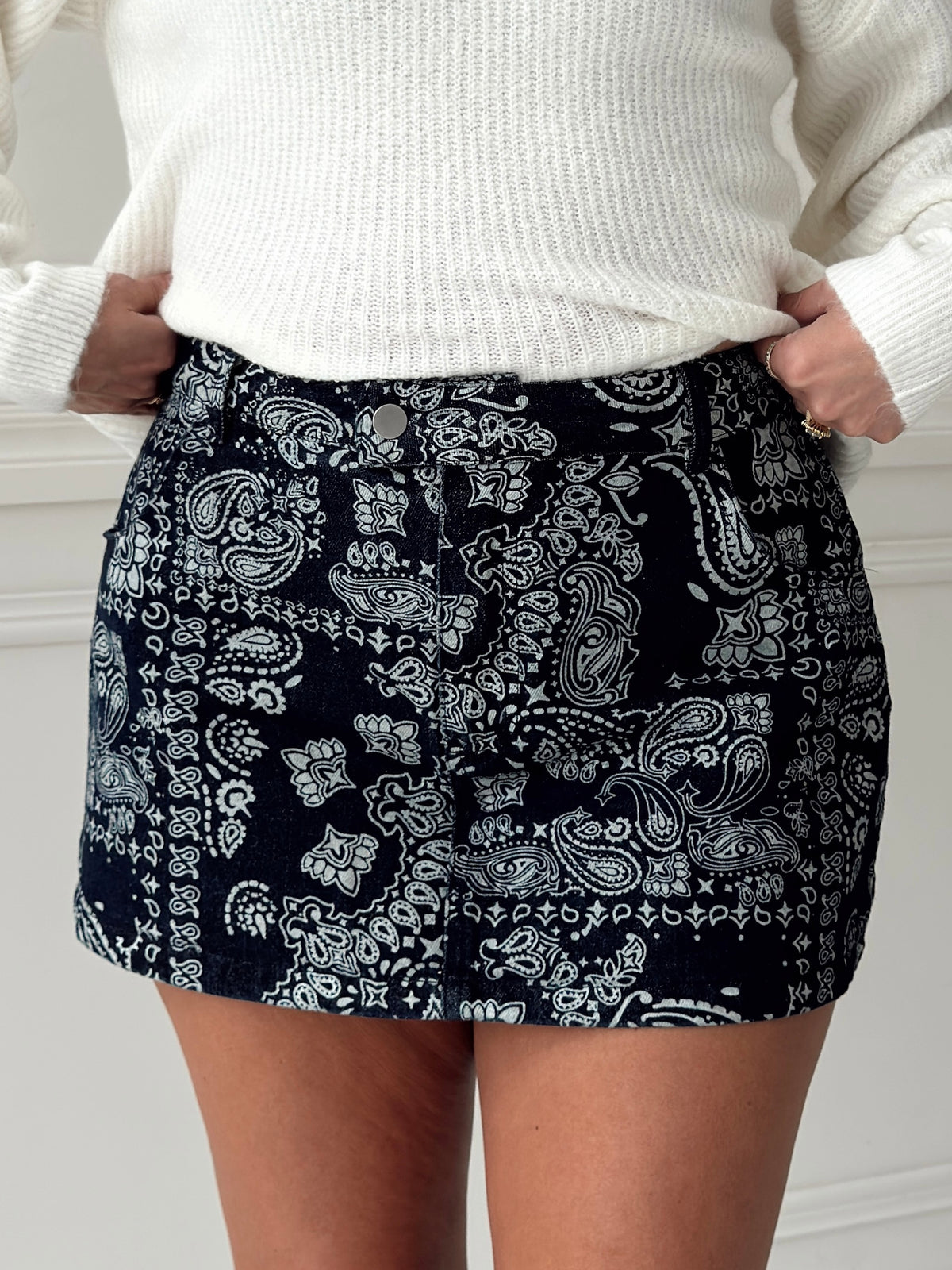Lila Bandana Denim Mini Skort