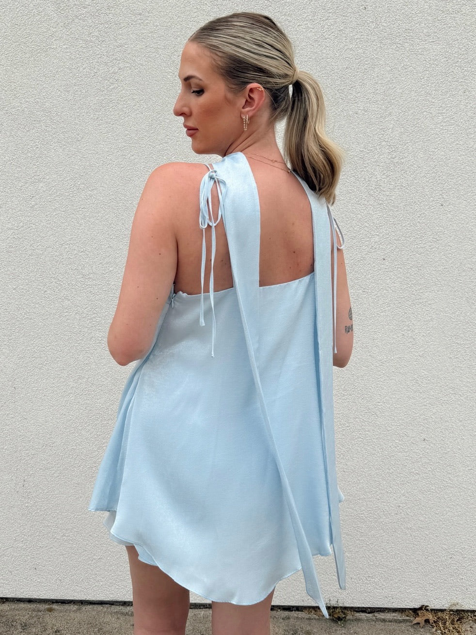 Endless Rose Spaghetti Tie Belted Romper Dress