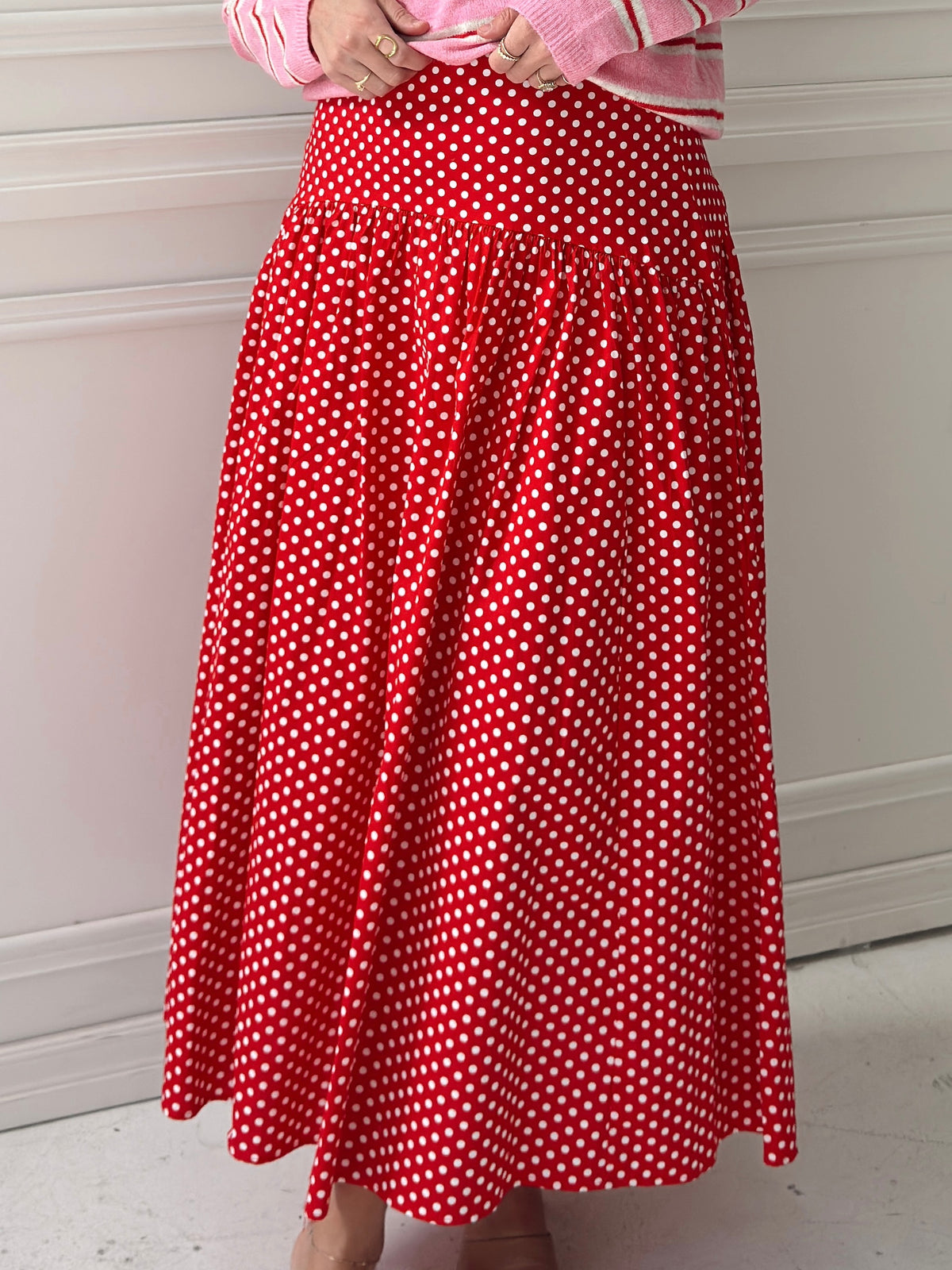 Set Your Sails Polka Dot Skirt - Red