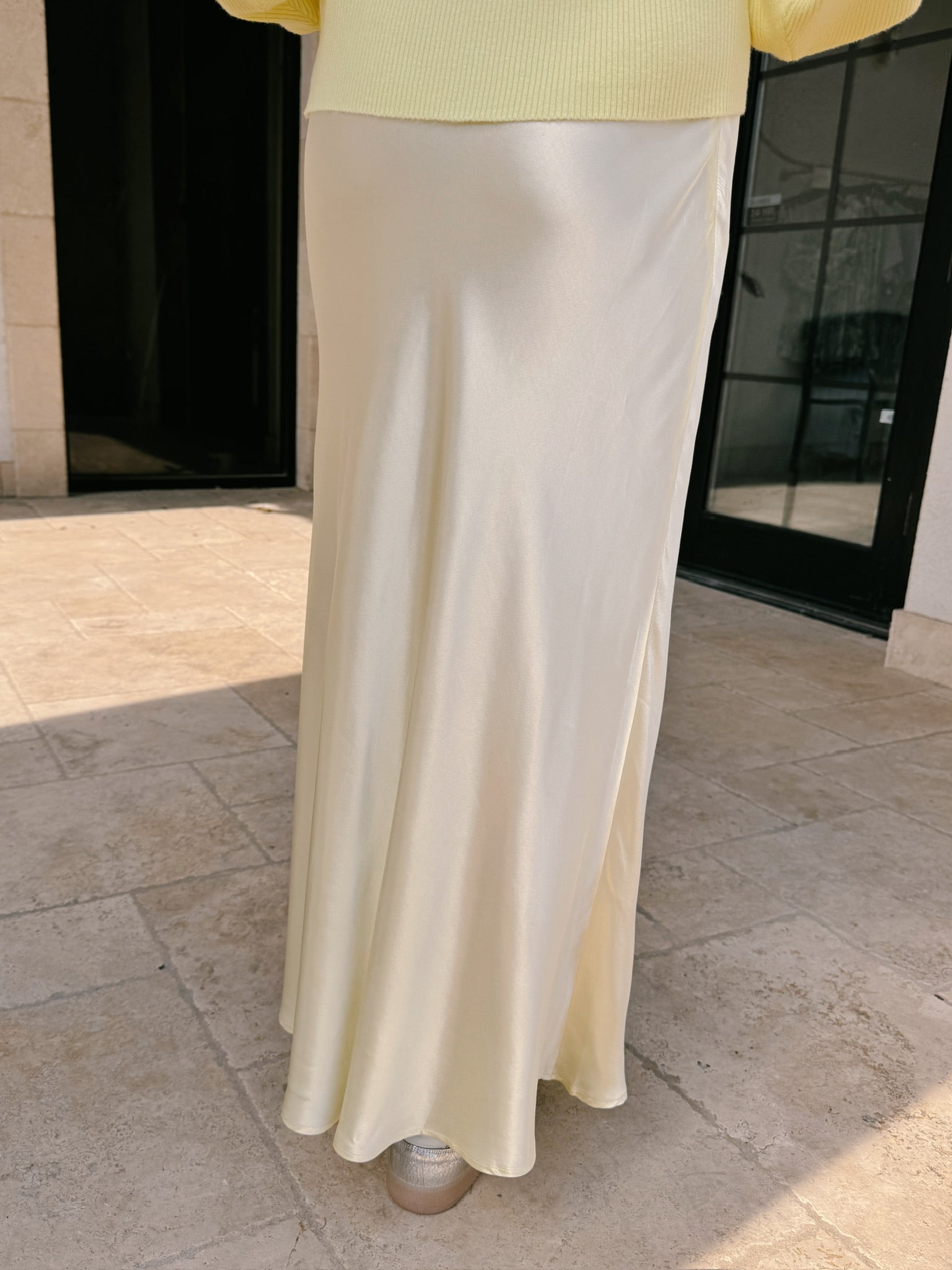 JiJi Pale Yellow Satin Skirt