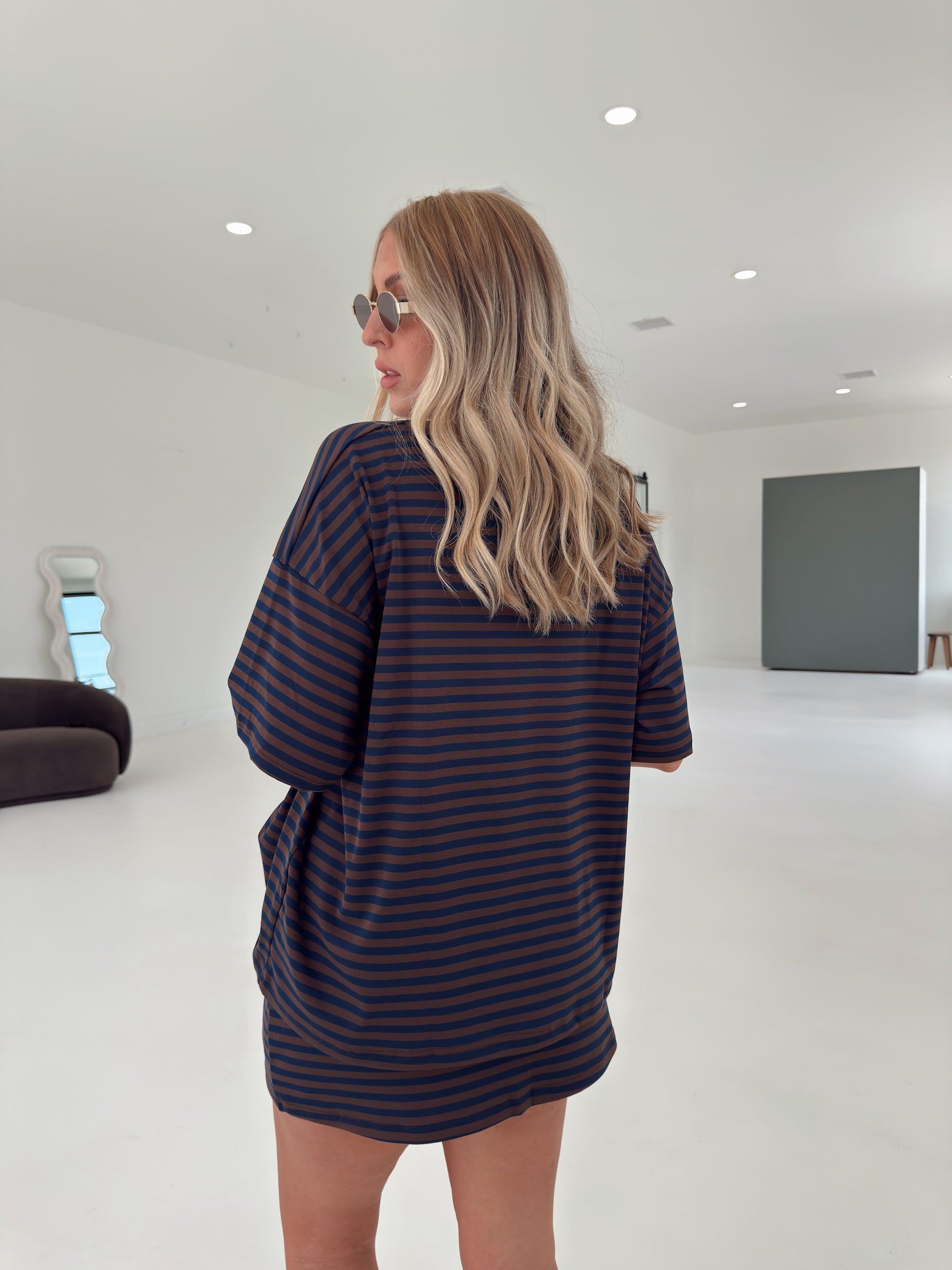 Pre-Order Weekender Stripe Top - Brown/Navy (restock eta 8/30)