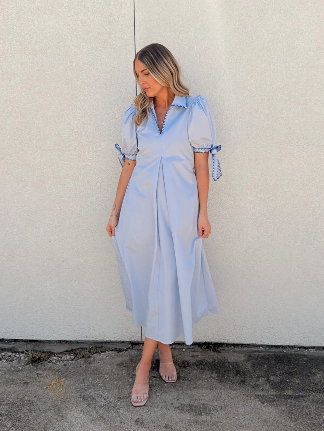 English Factory Stitch Detailed Midi Dress