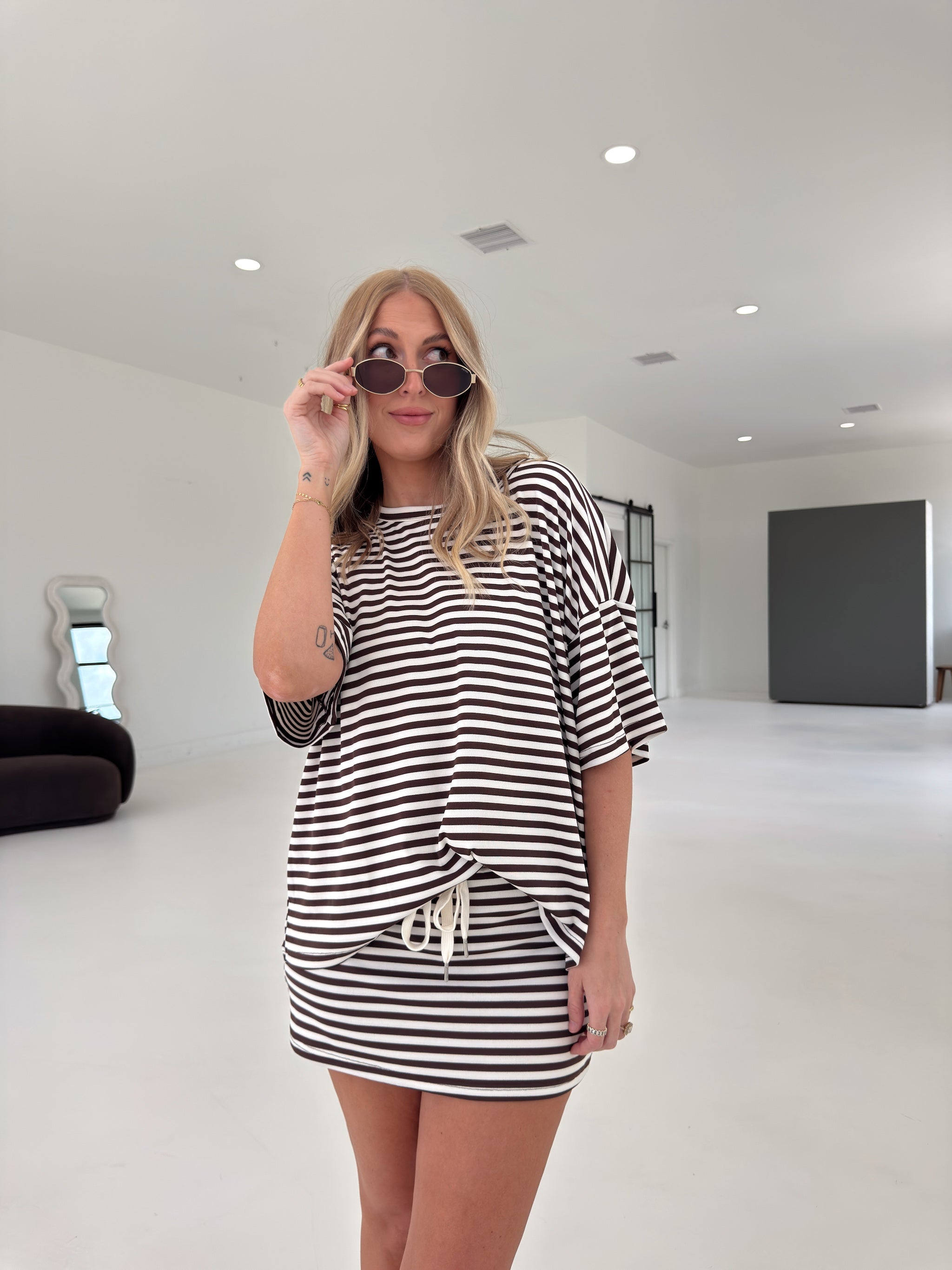 Pre-Order Weekender Stripe Top - Brown (restock eta 8/30)