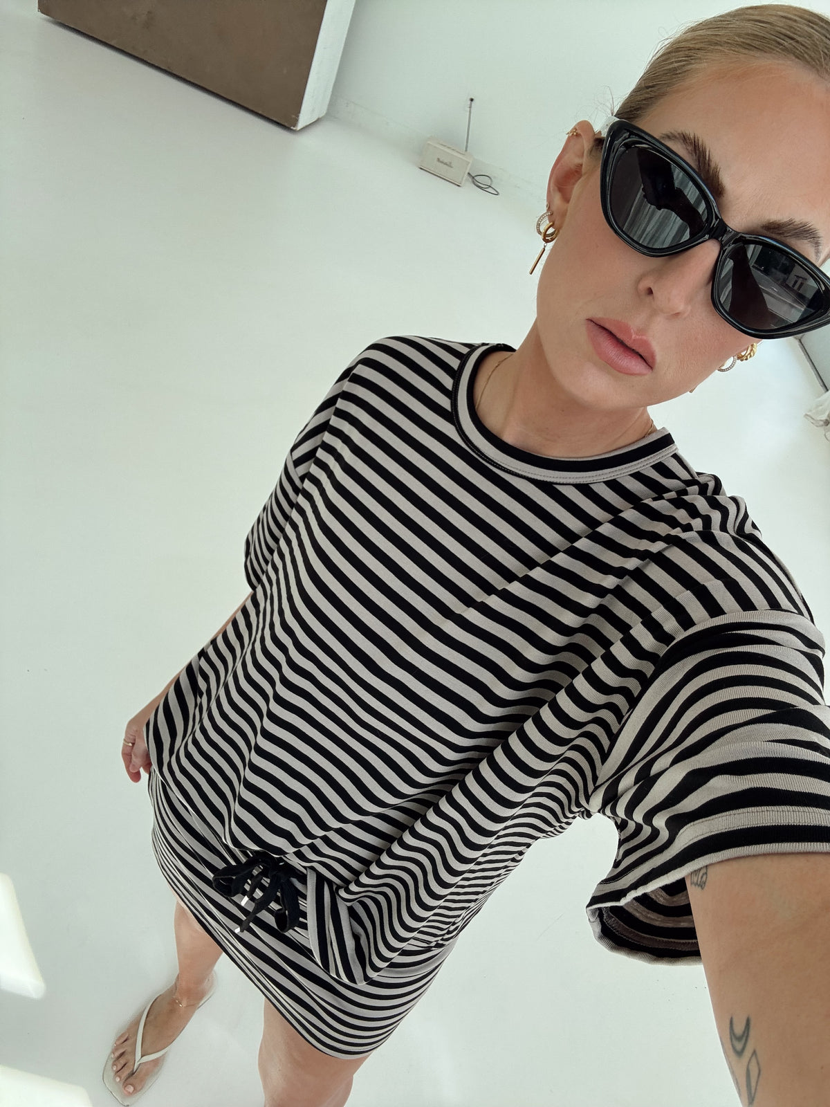 Weekender Stripe Top - Black/Taupe