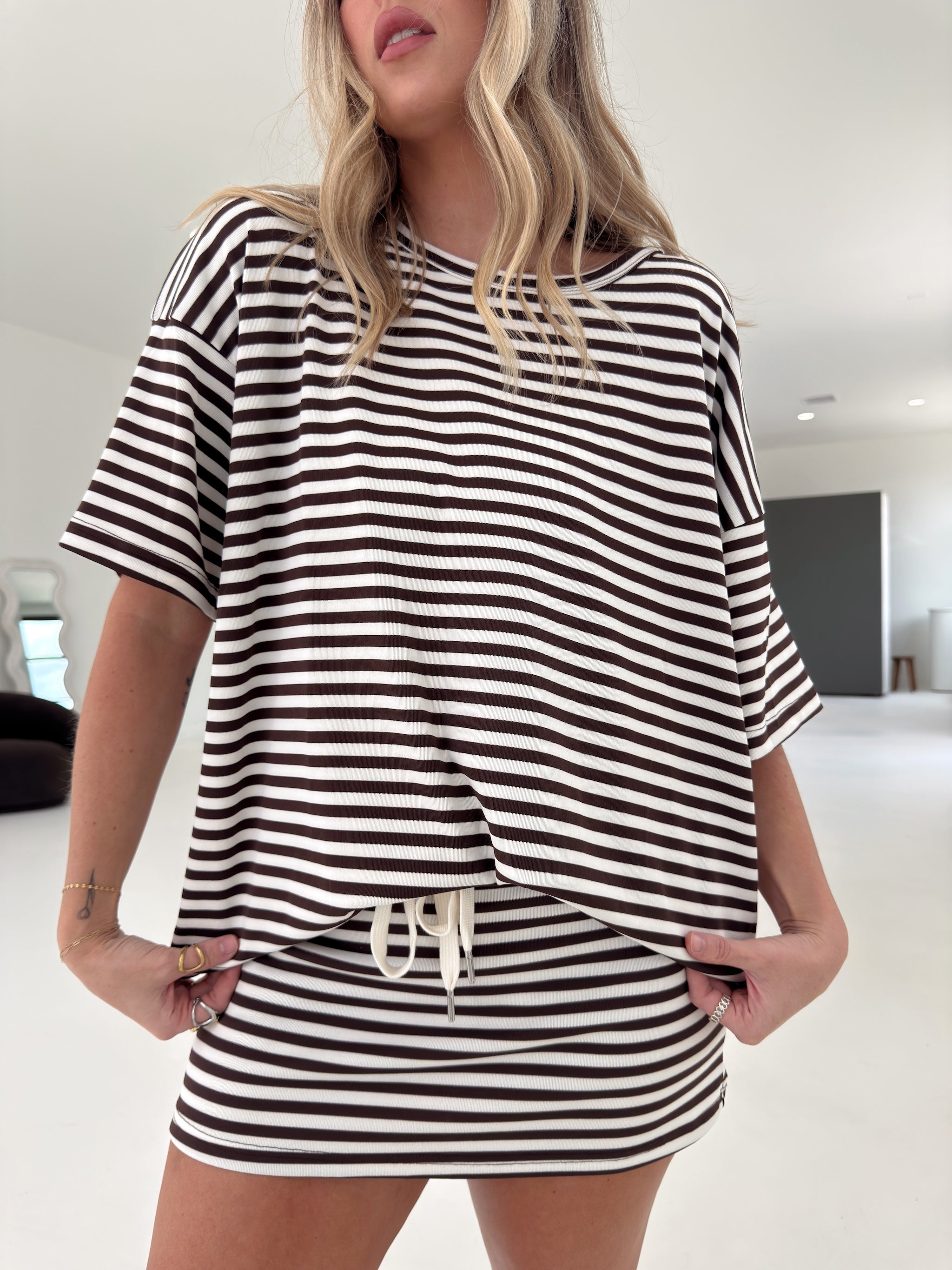 Weekender Stripe Top - Brown