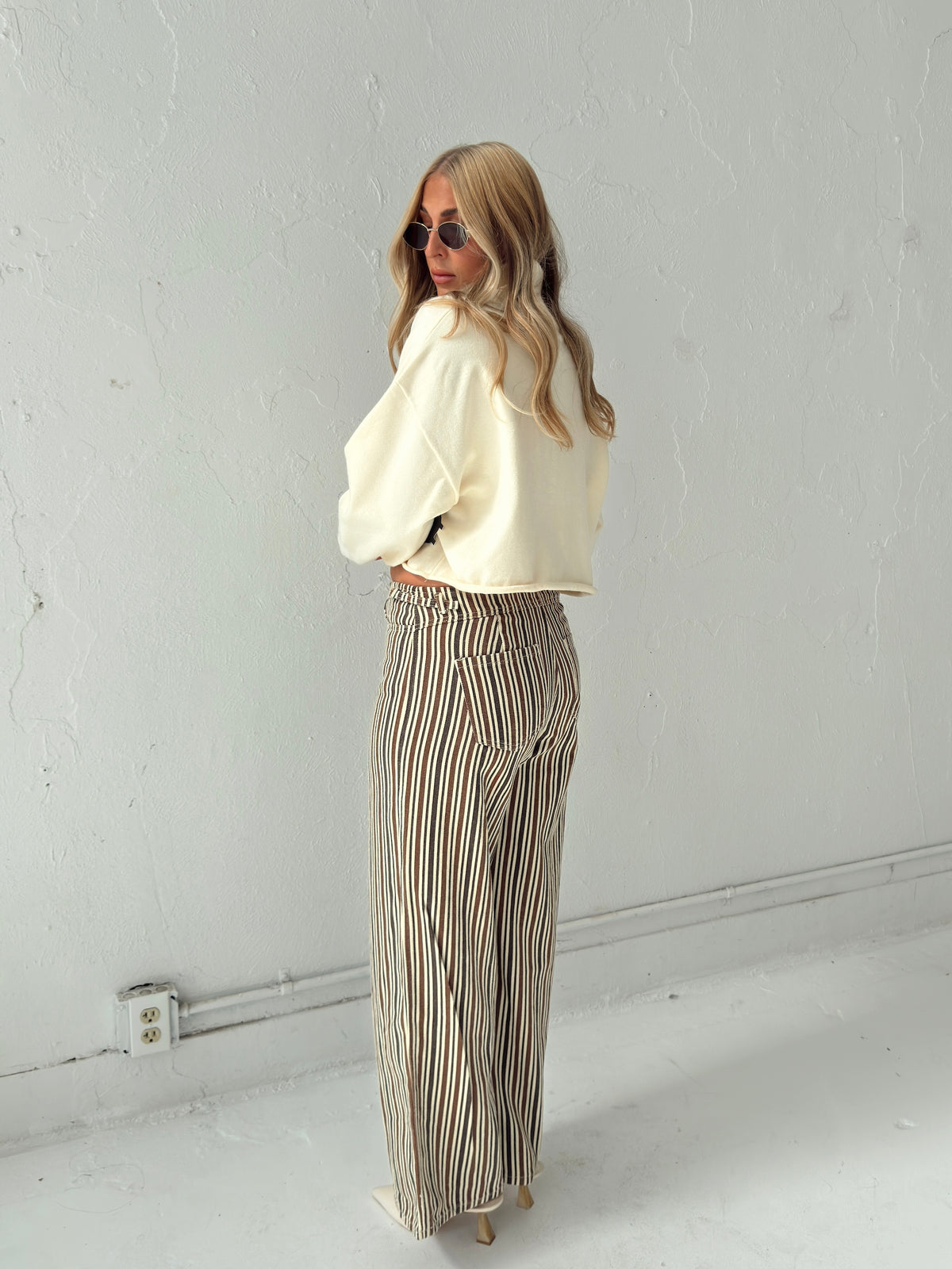 Britt Low Rise Buckle Stripe Pants