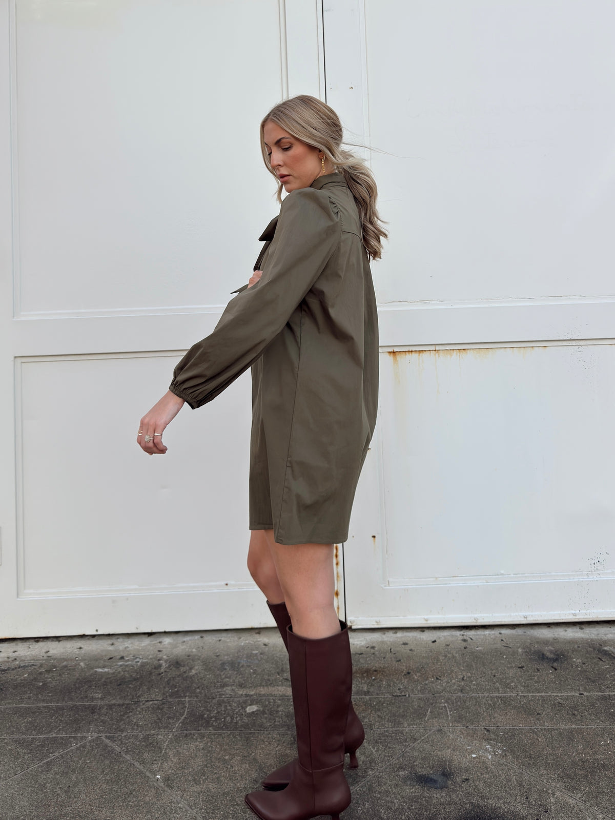 Thelma Olive Tie Neck Dress