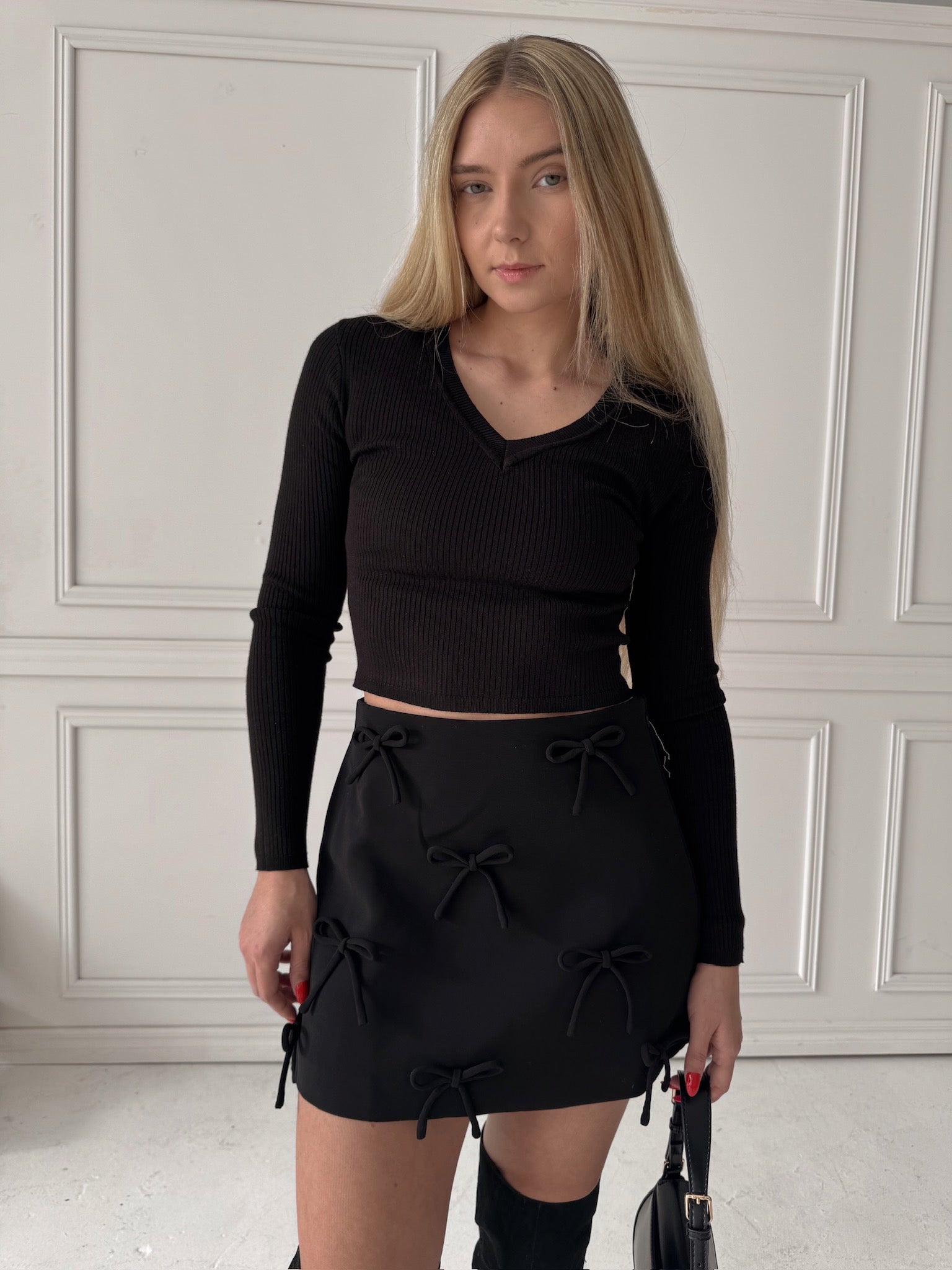 English Factory Black Bow Skirt