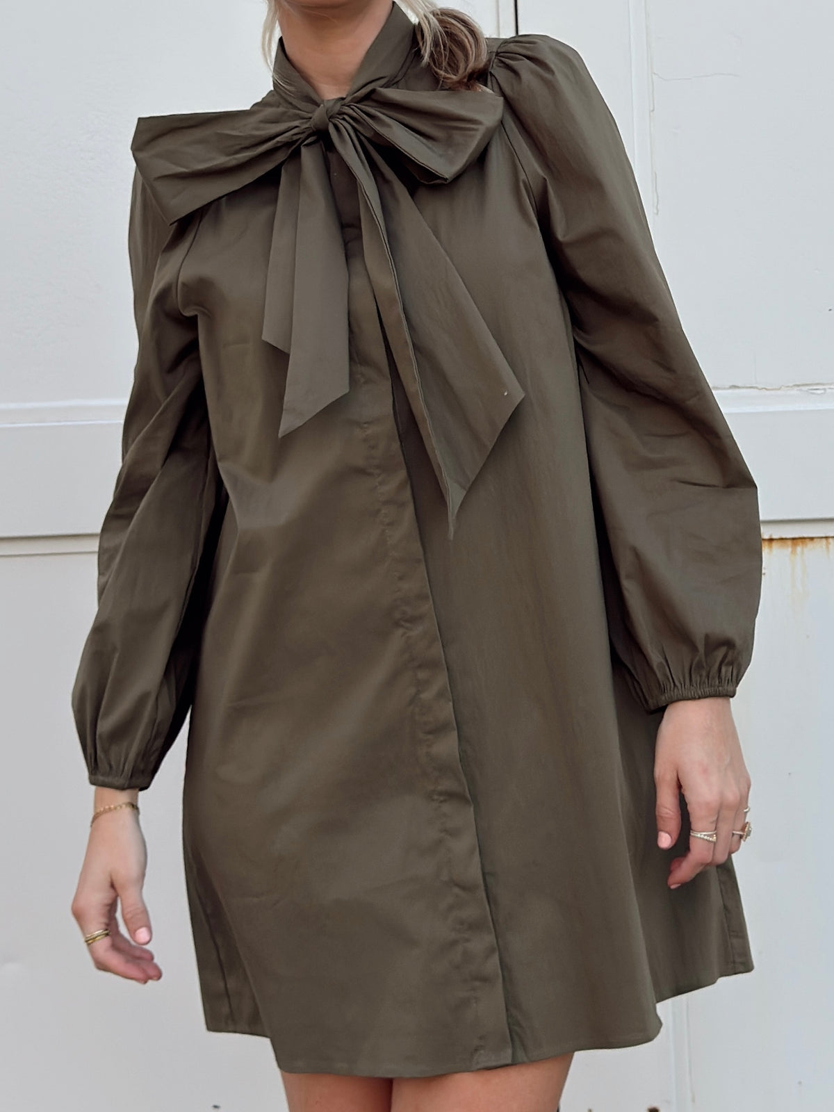 Thelma Olive Tie Neck Dress