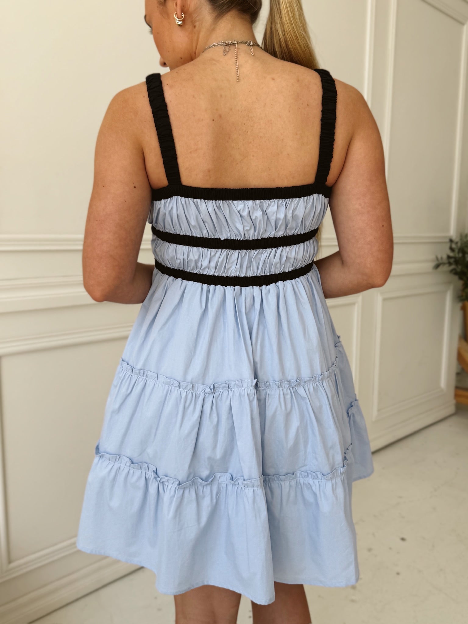 Contrast Blue & Black Mini Dress