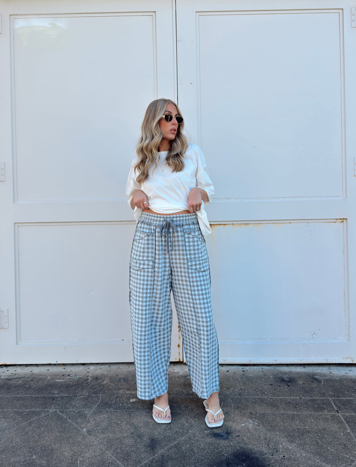 Bailey Barrel Knit Pants - Blue Grey