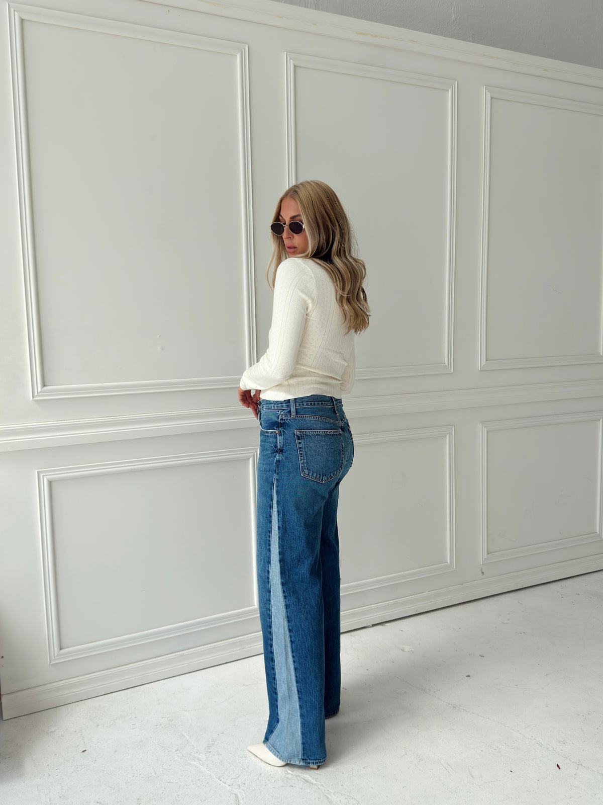 Presley Pointelle Rib Knit Sweater - Ivory