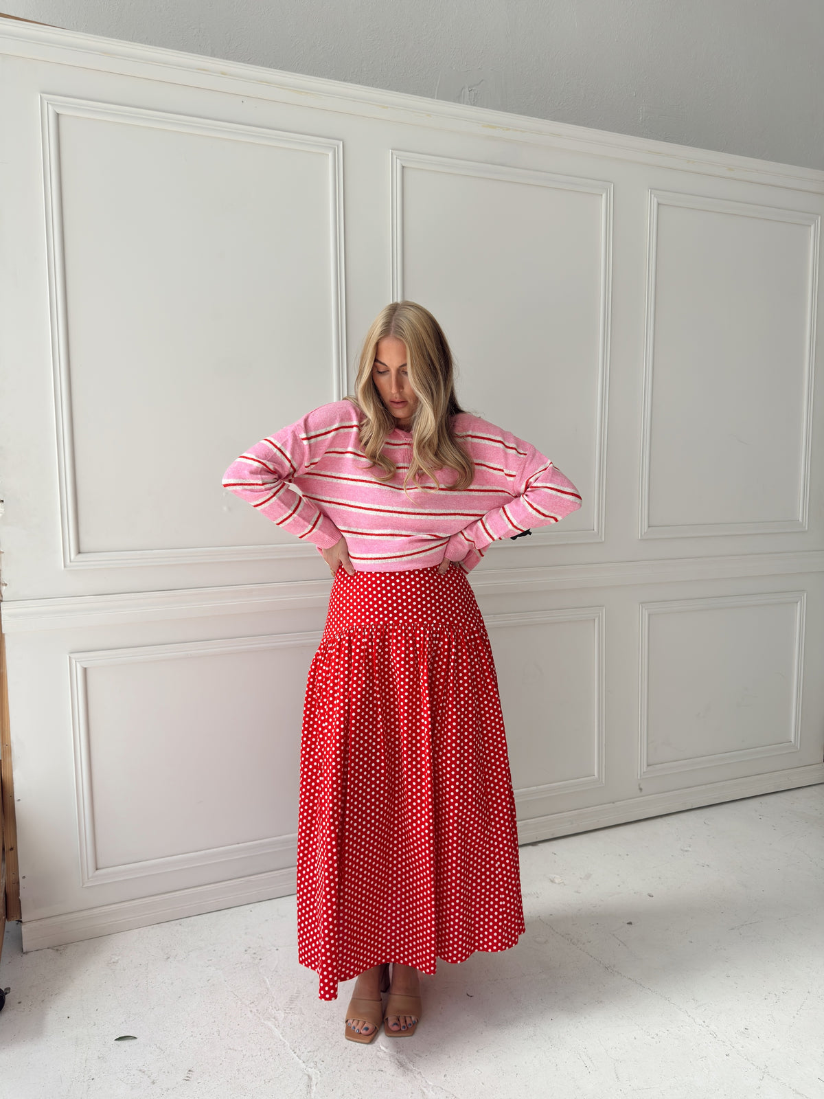 Set Your Sails Polka Dot Skirt - Red