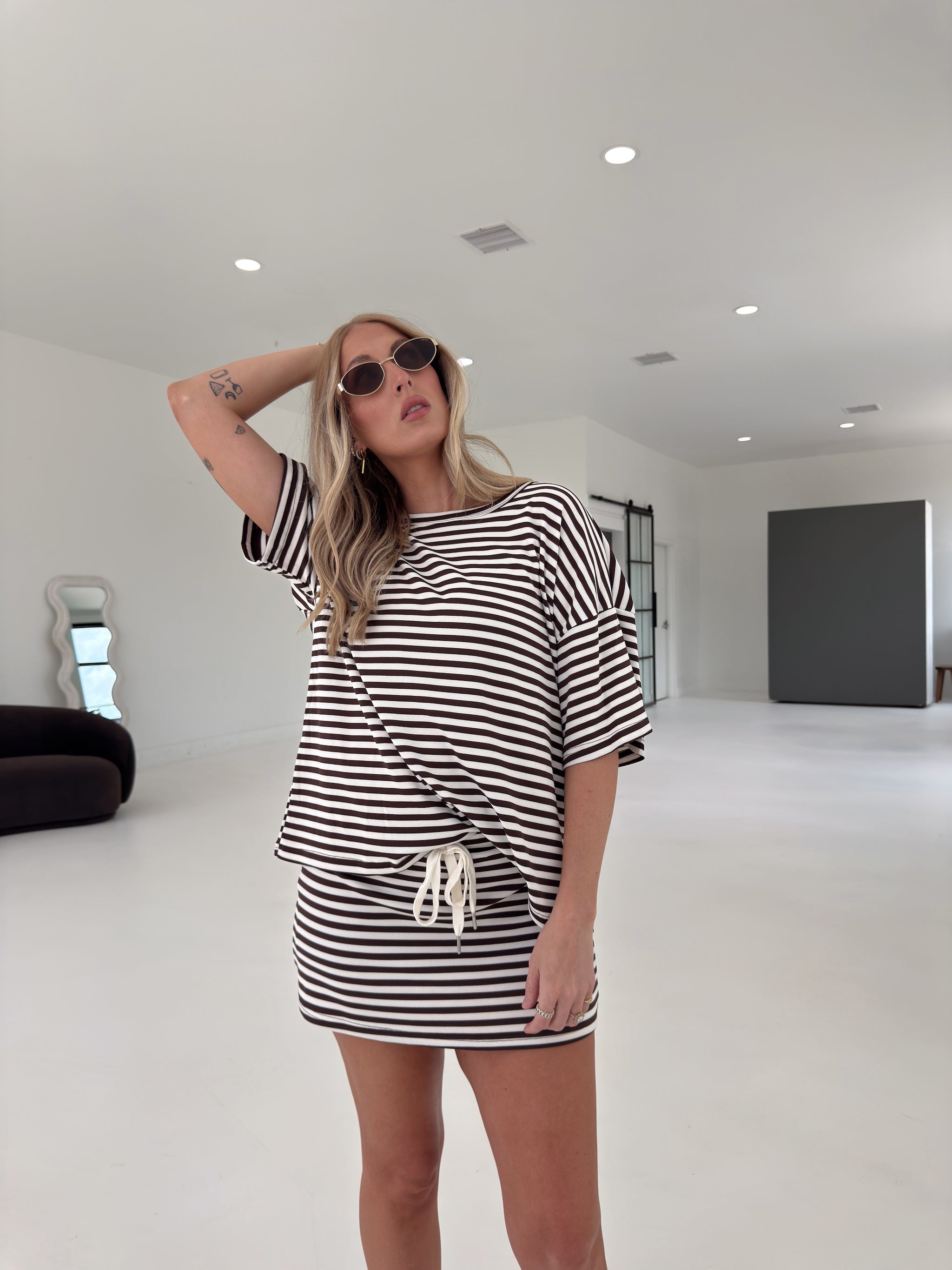 Pre-Order Weekender Stripe Top - Brown (restock eta 8/30)