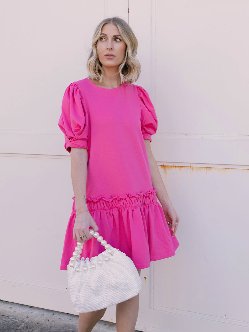 English Factory Pink Puff Sleeve Mini Dress