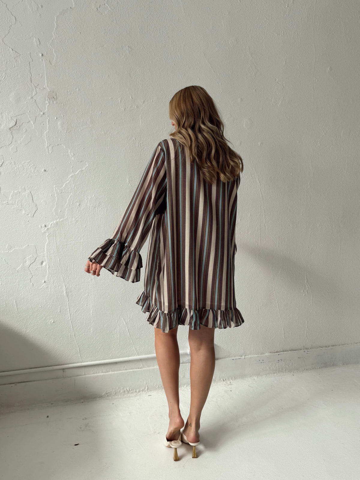 Junie Stripe Ruffle Hem Mini Dress