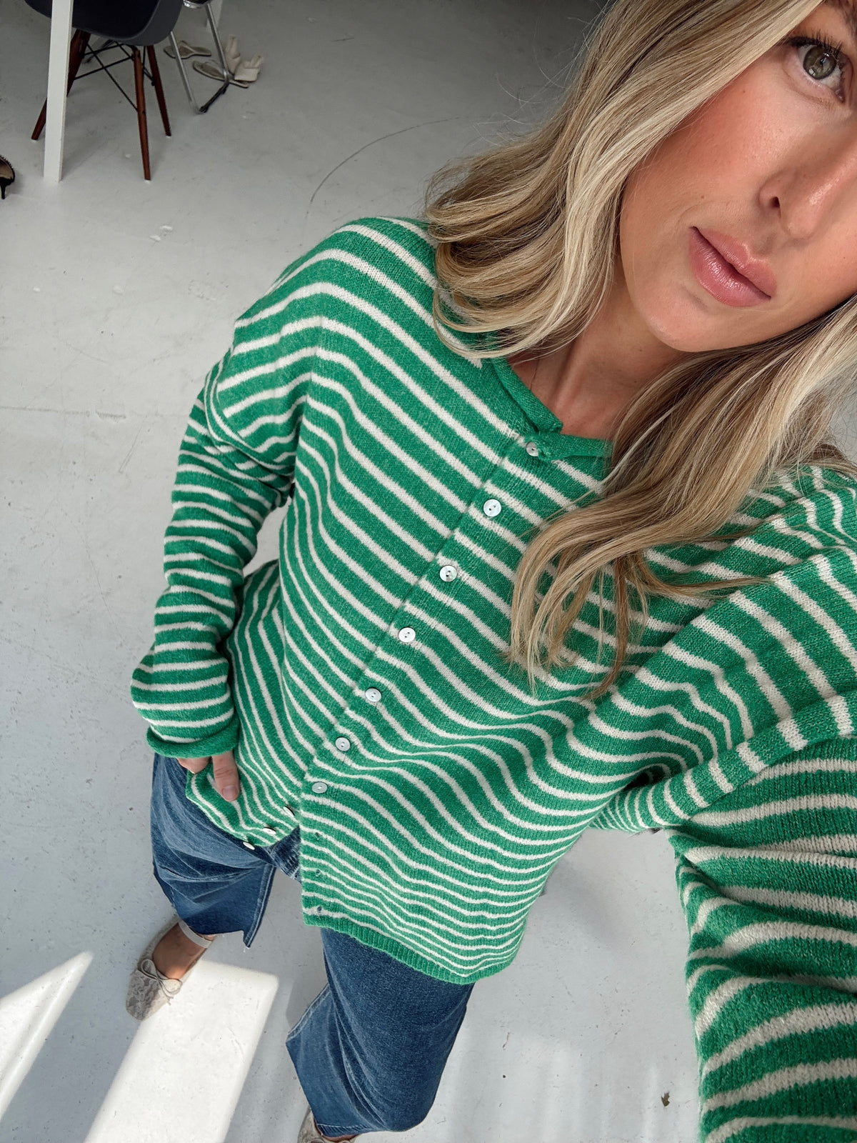 Brynn Striped Cardigan - Green