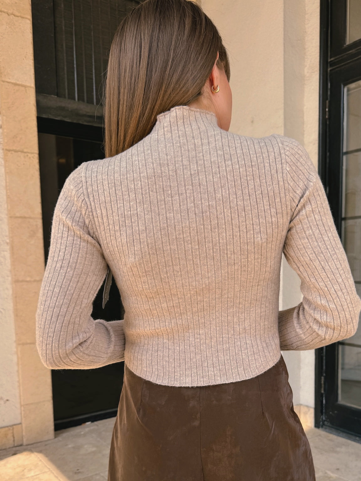 Best Basic Mockneck Crop Sweater - Taupe