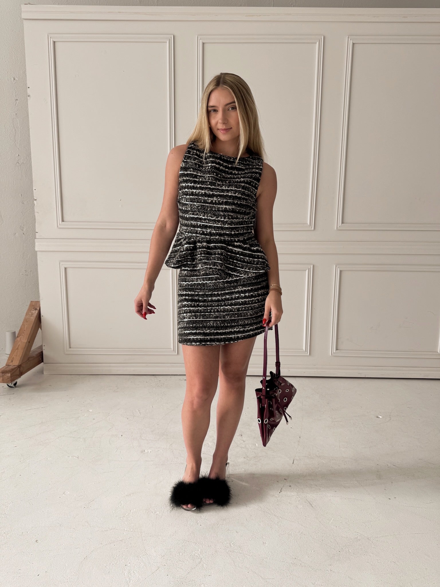 Endless Rose Sequin Textured Peplum Top