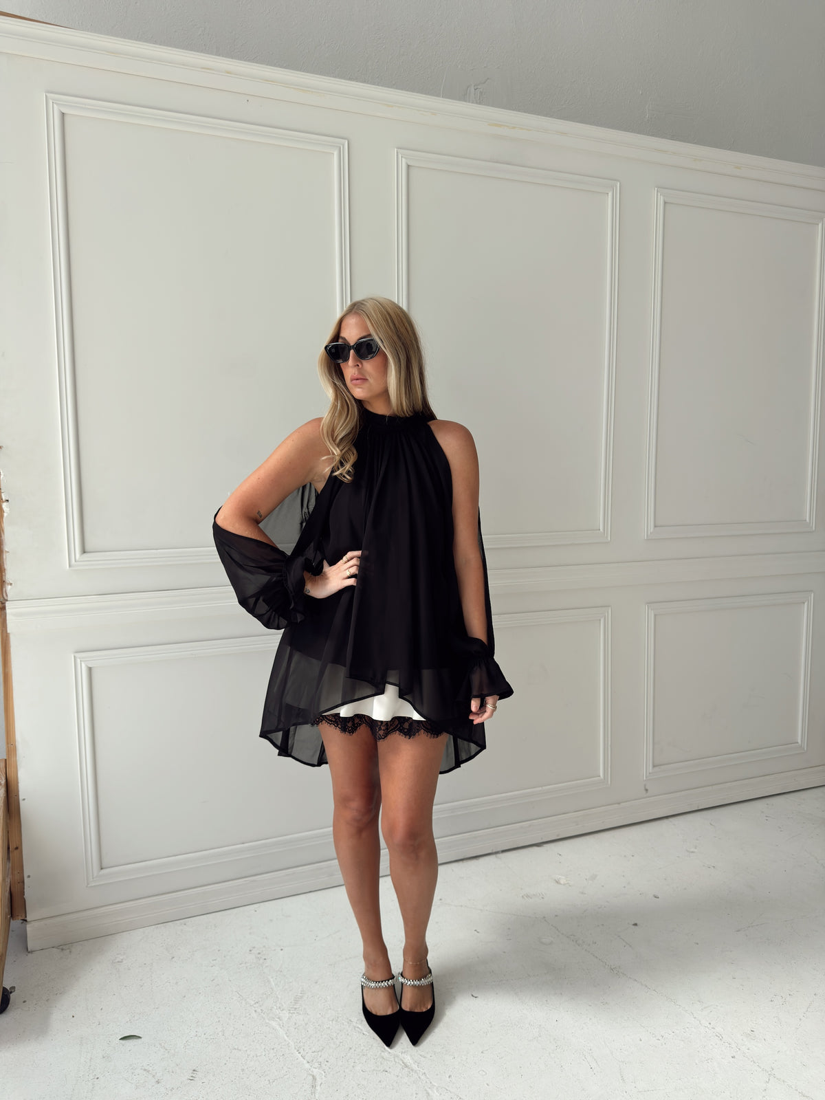 Darla Chiffon Top - Black