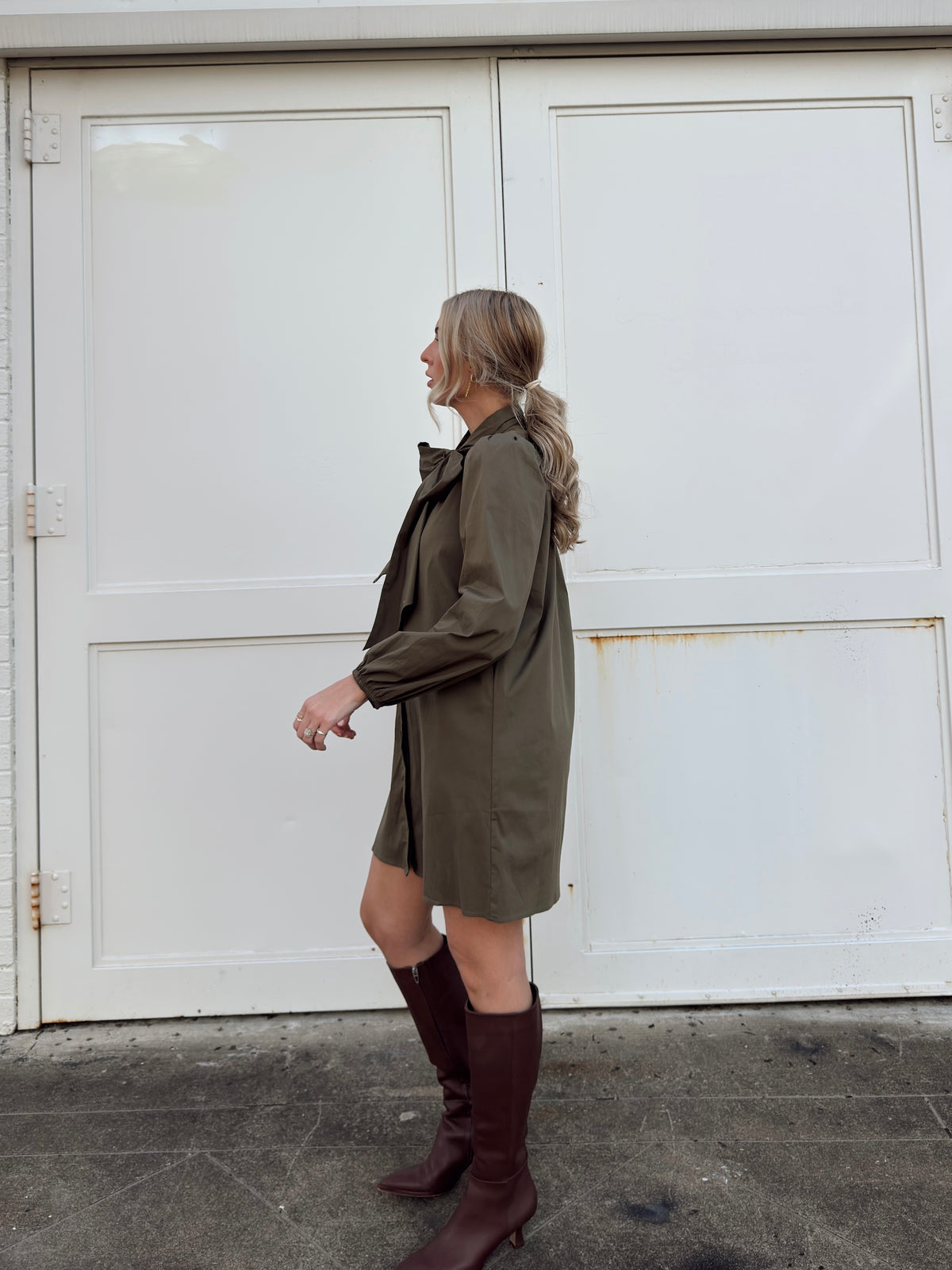Thelma Olive Tie Neck Dress