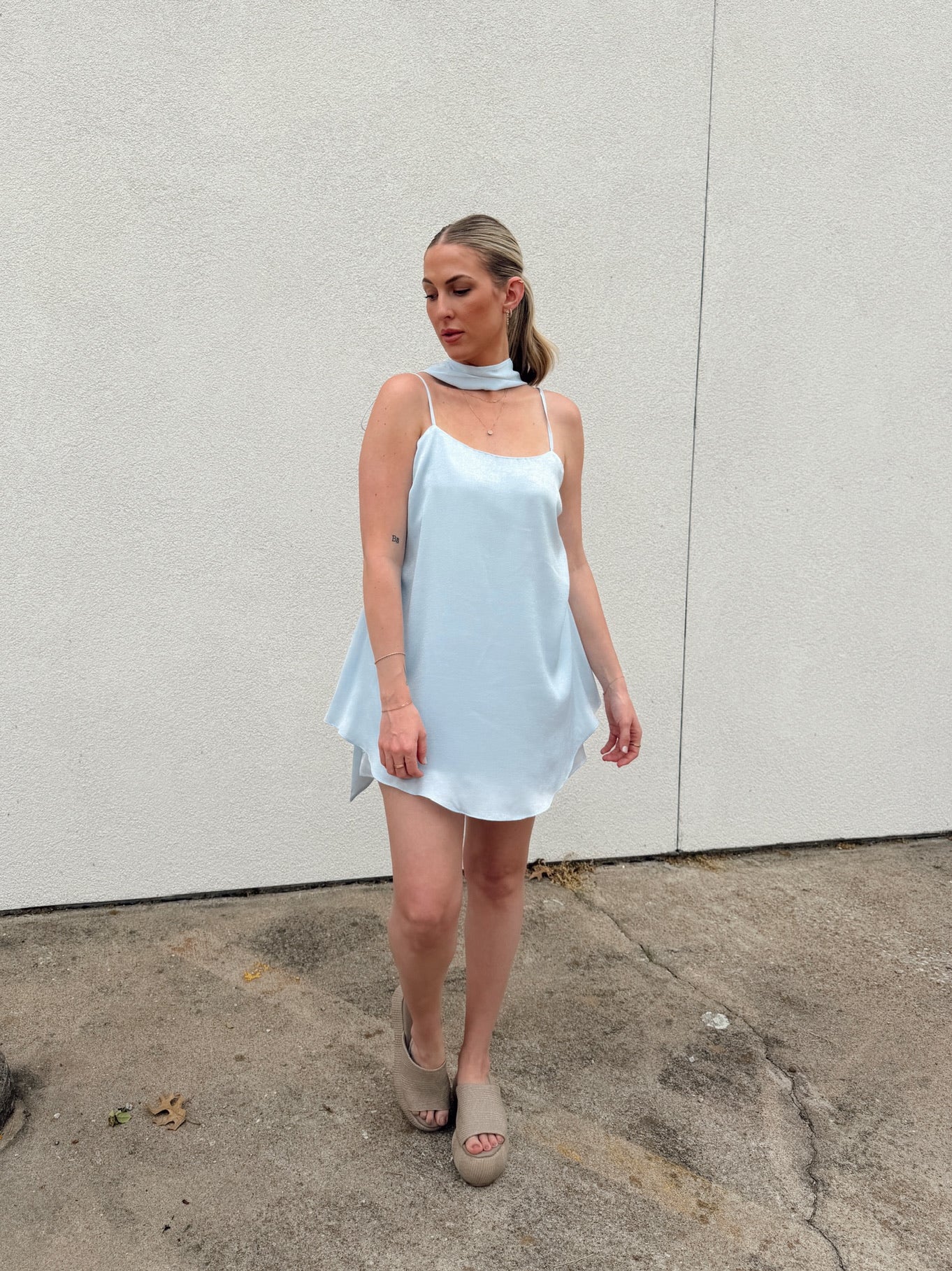 Endless Rose Spaghetti Tie Belted Romper Dress