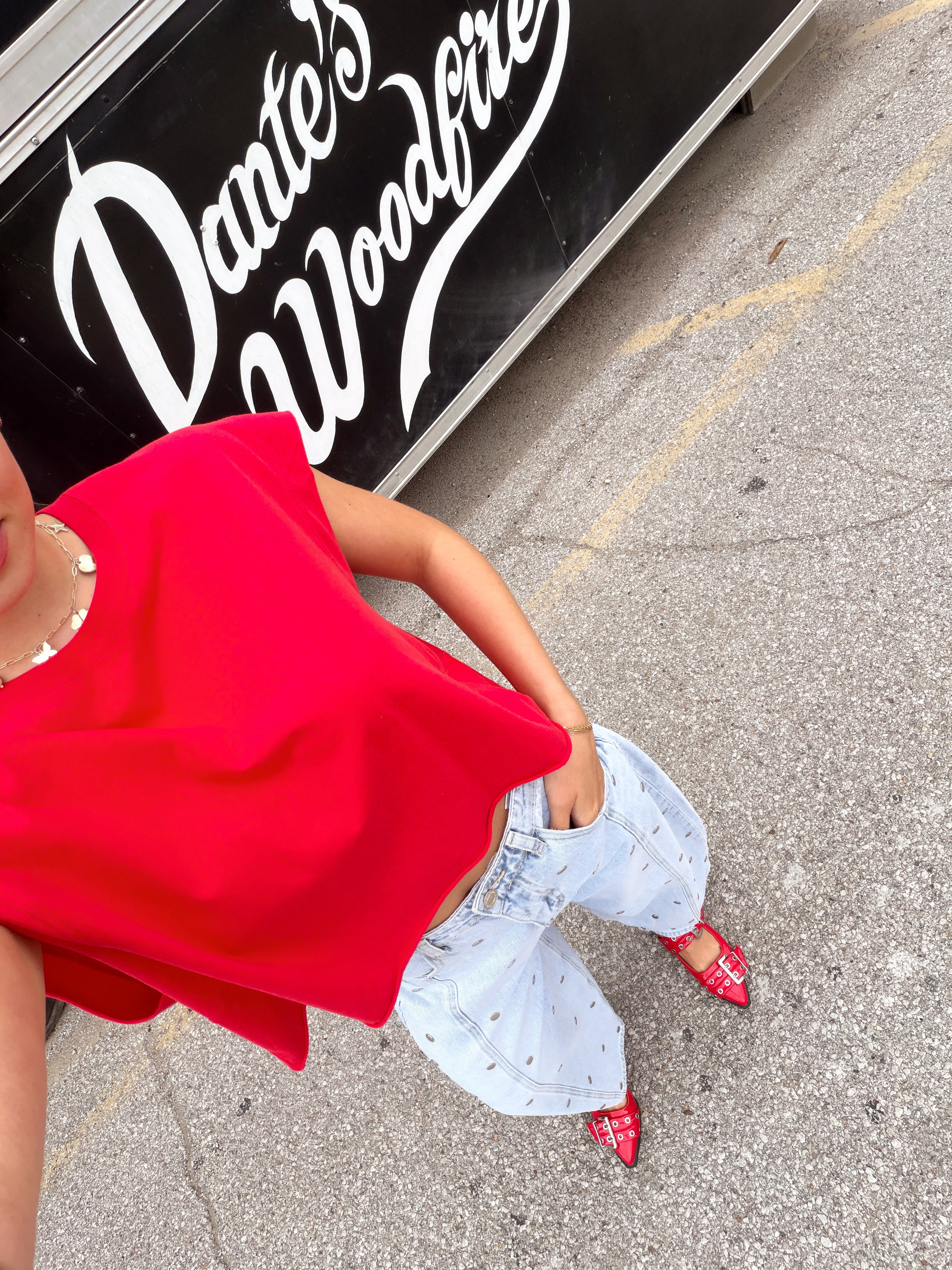 Mia Muscle Tee - Red