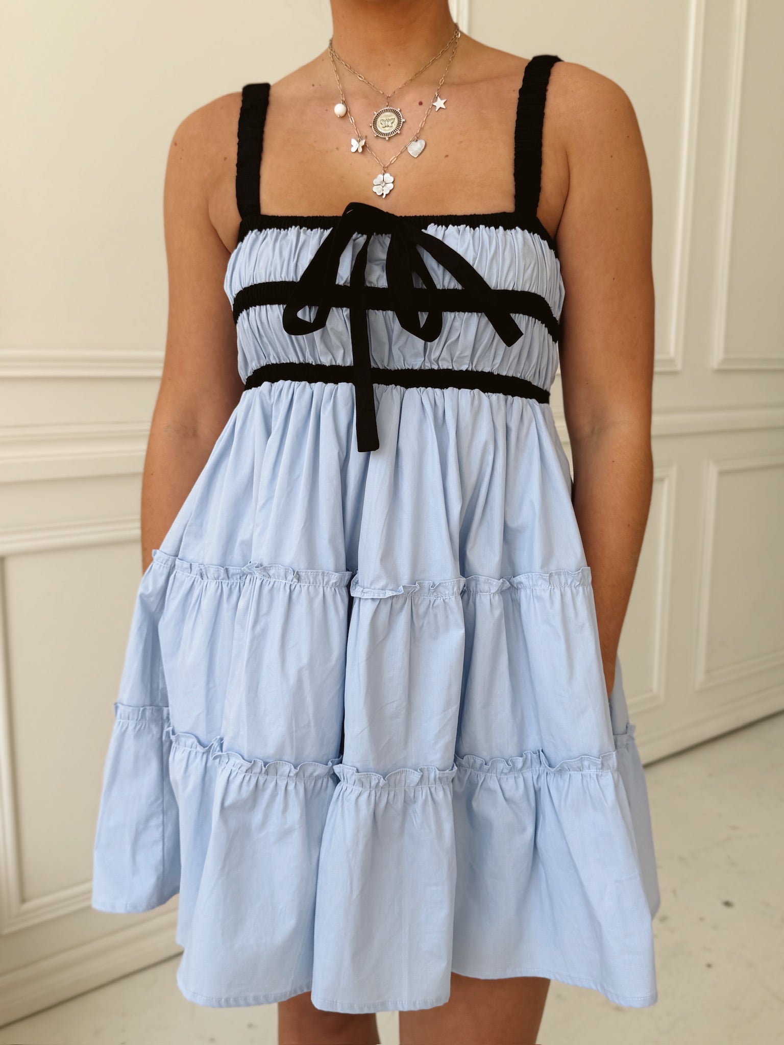 Contrast Blue & Black Mini Dress
