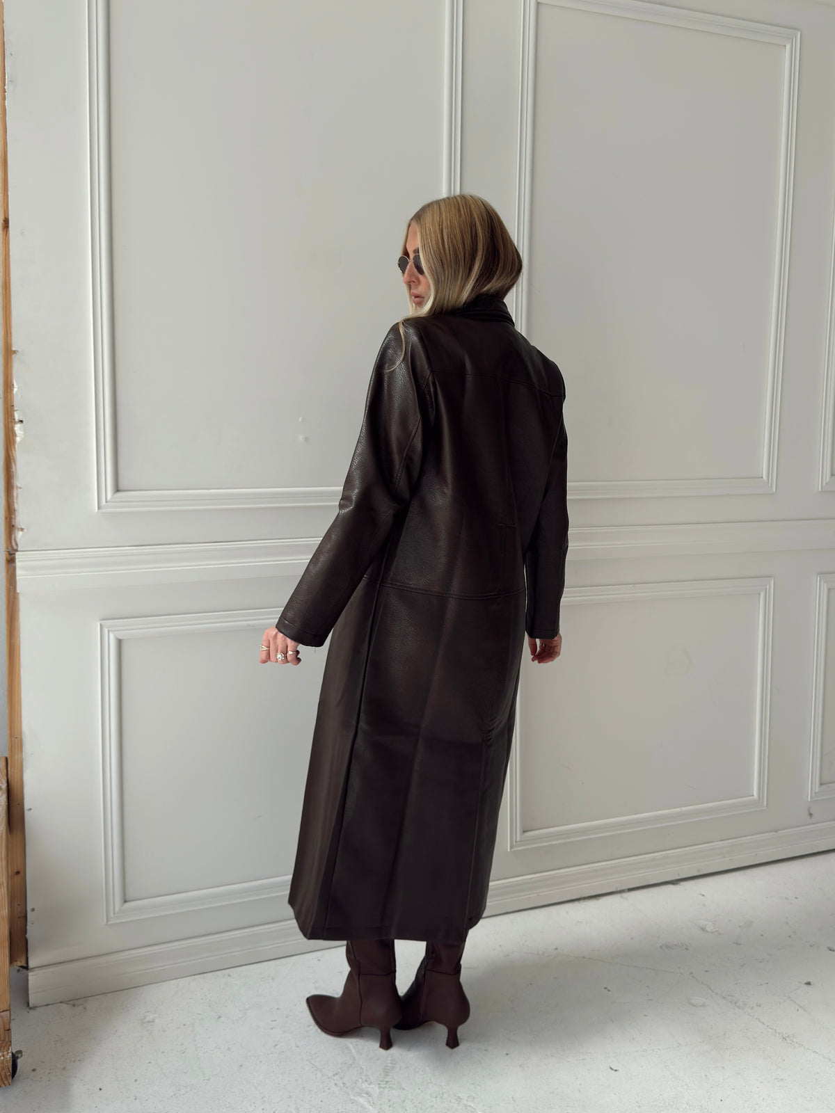 Freya Faux Leather Long Coat