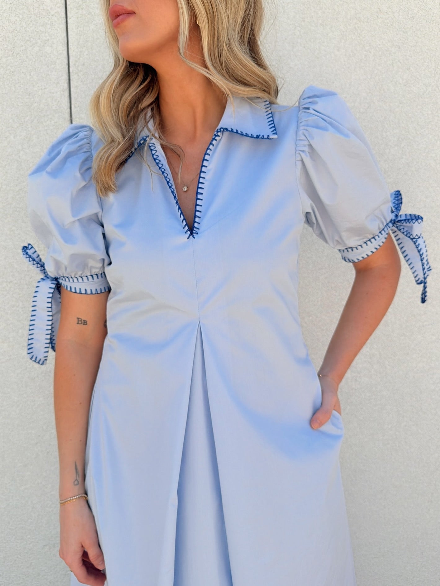 English Factory Stitch Detailed Midi Dress
