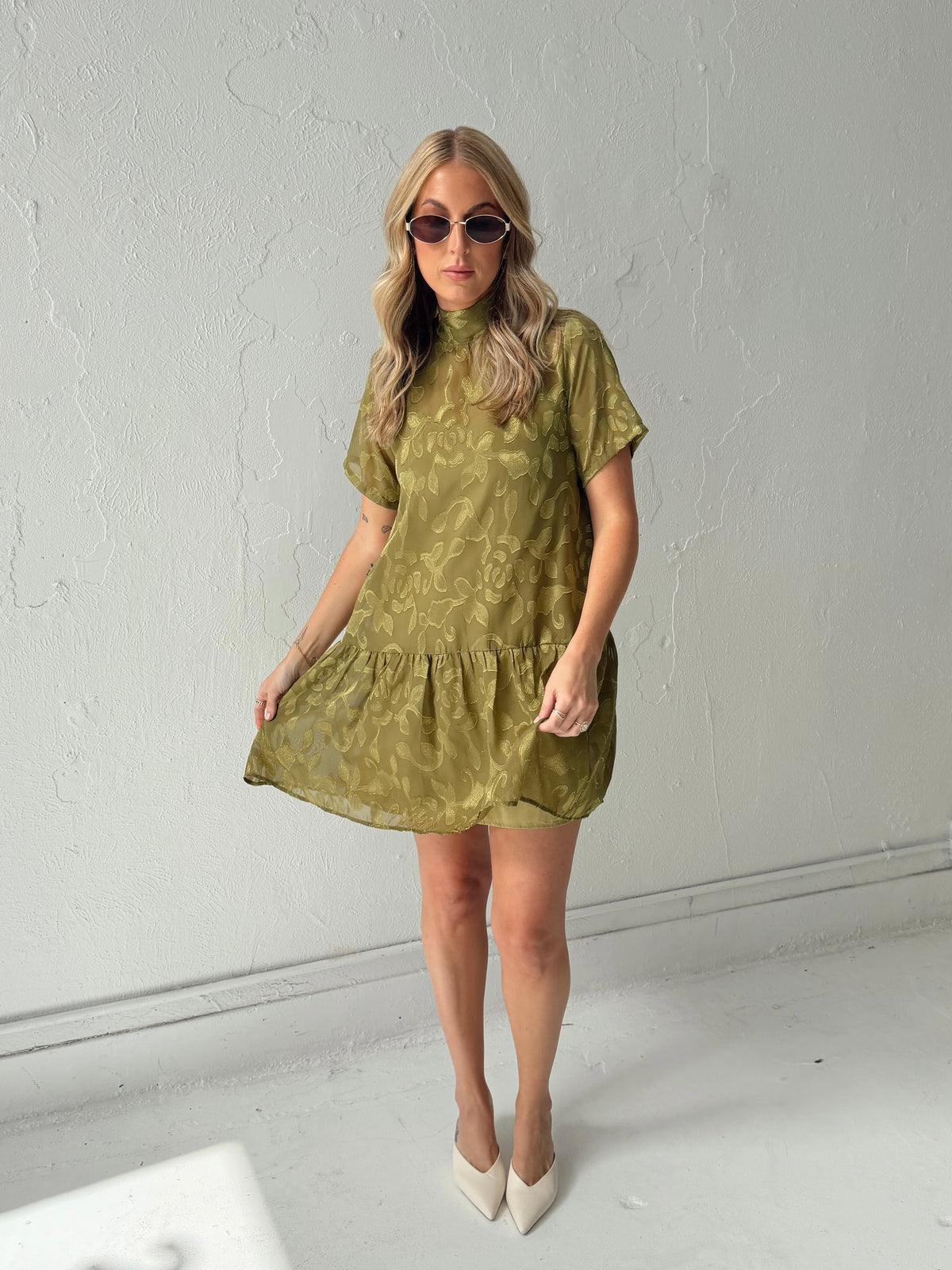 Kelly Floral Mini Dress - Olive