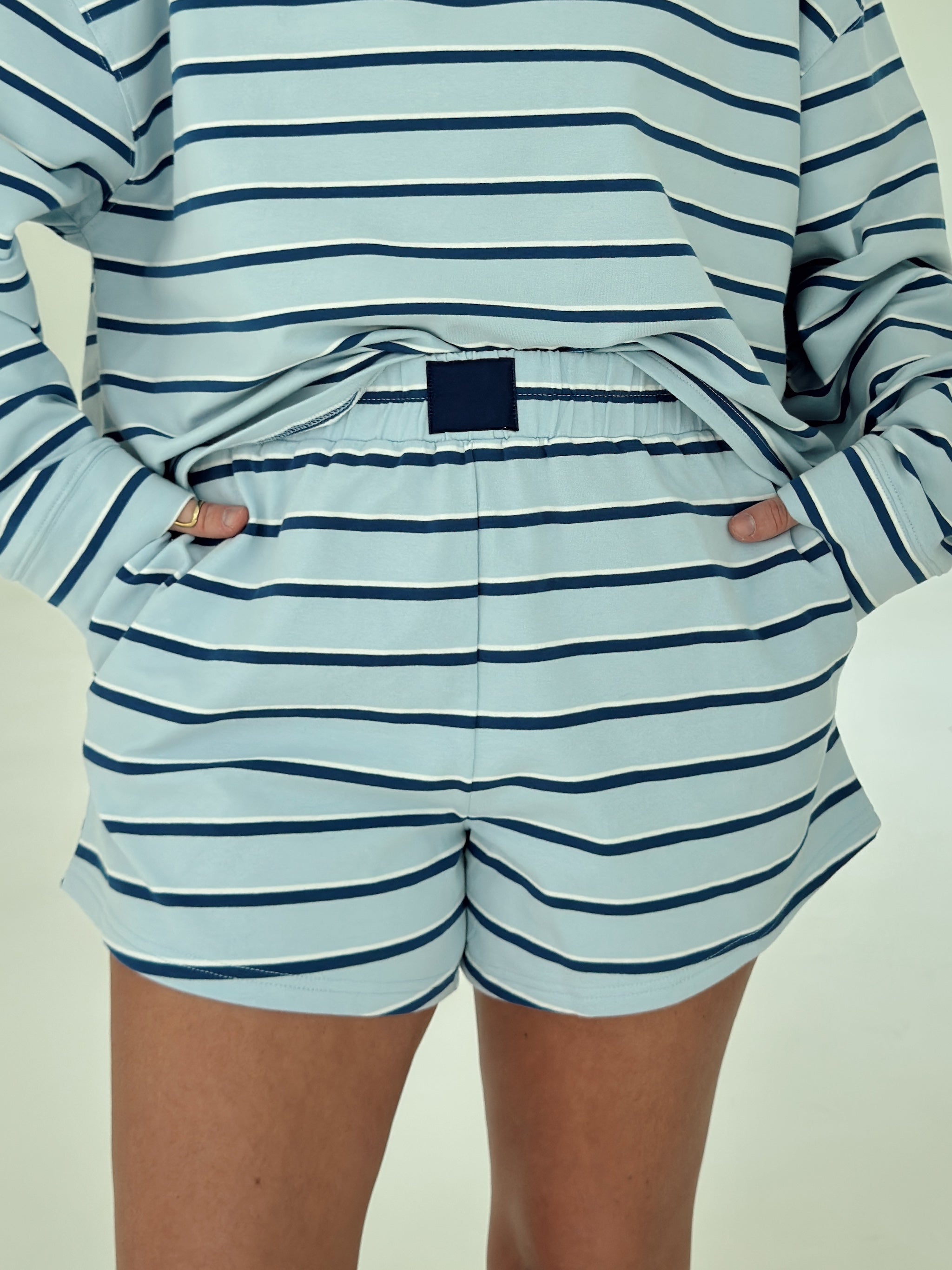 Crosby Stripe Shorts - Navy and Baby Blue
