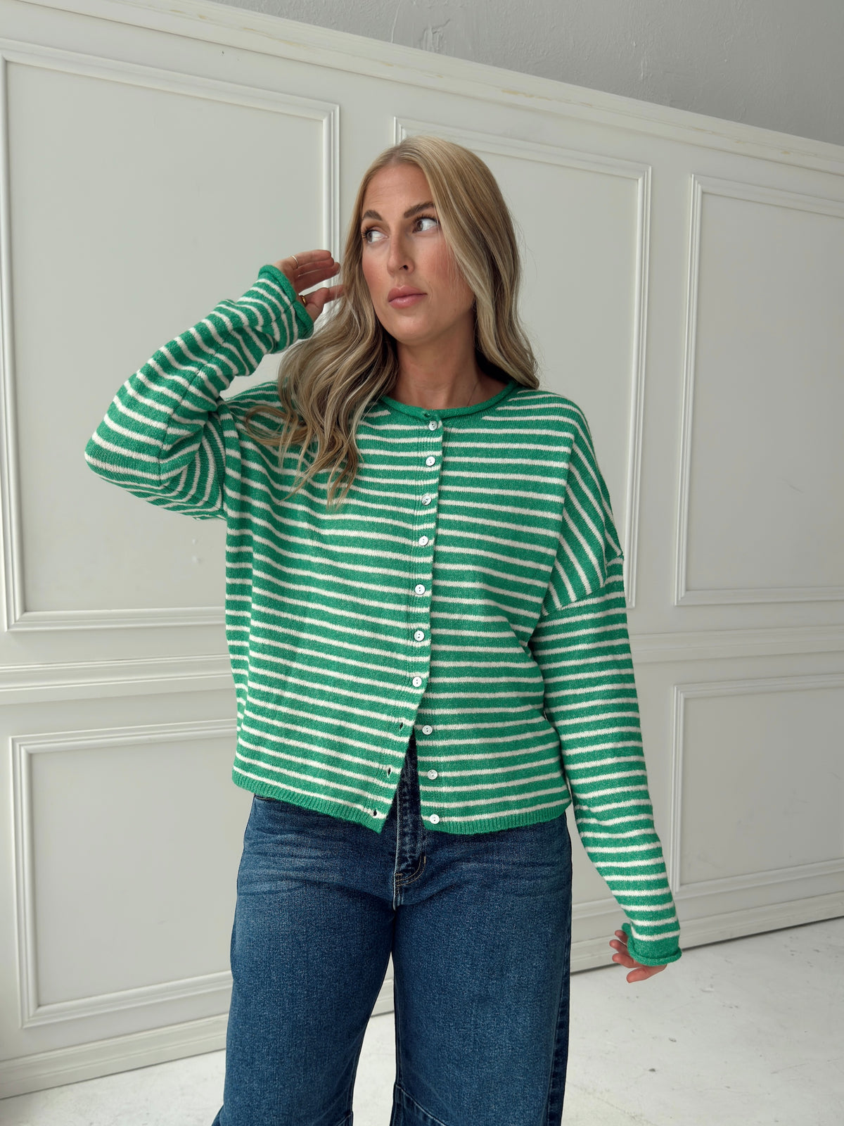 Brynn Striped Cardigan - Green