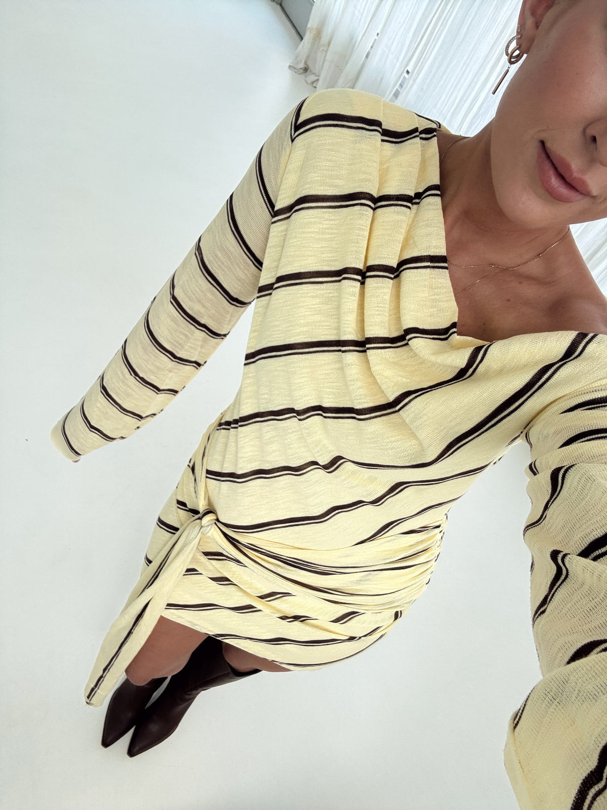 Abigail Yellow Stripe Mini Dress