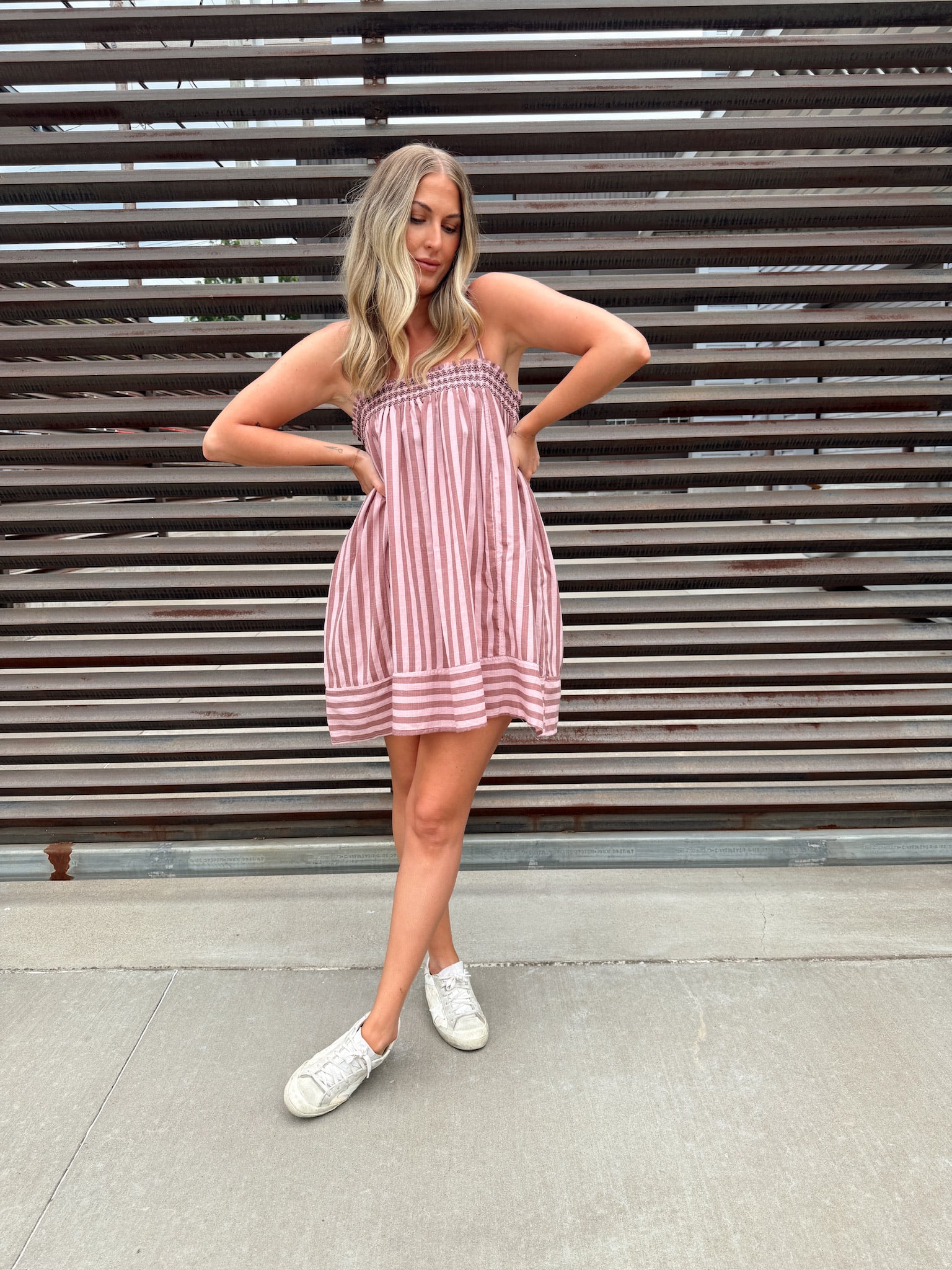 Summer Stripes Mauve Mini Dress
