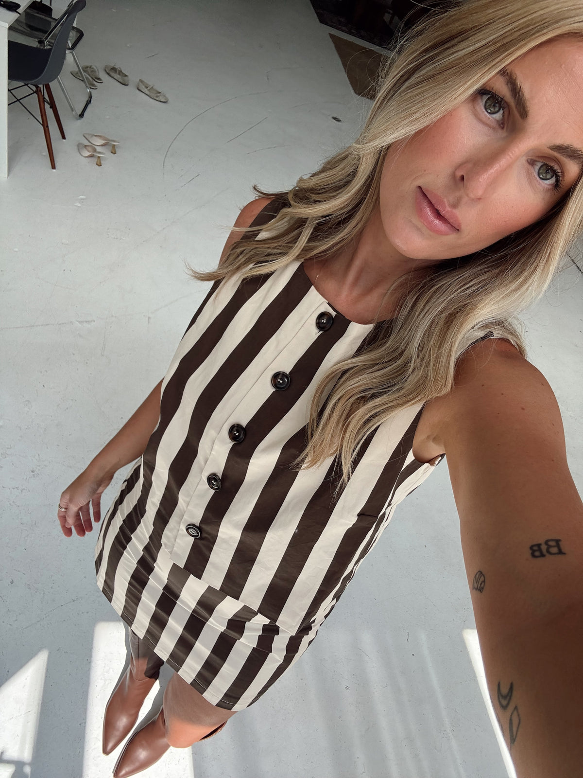 Sidney Striped Poplin Vest