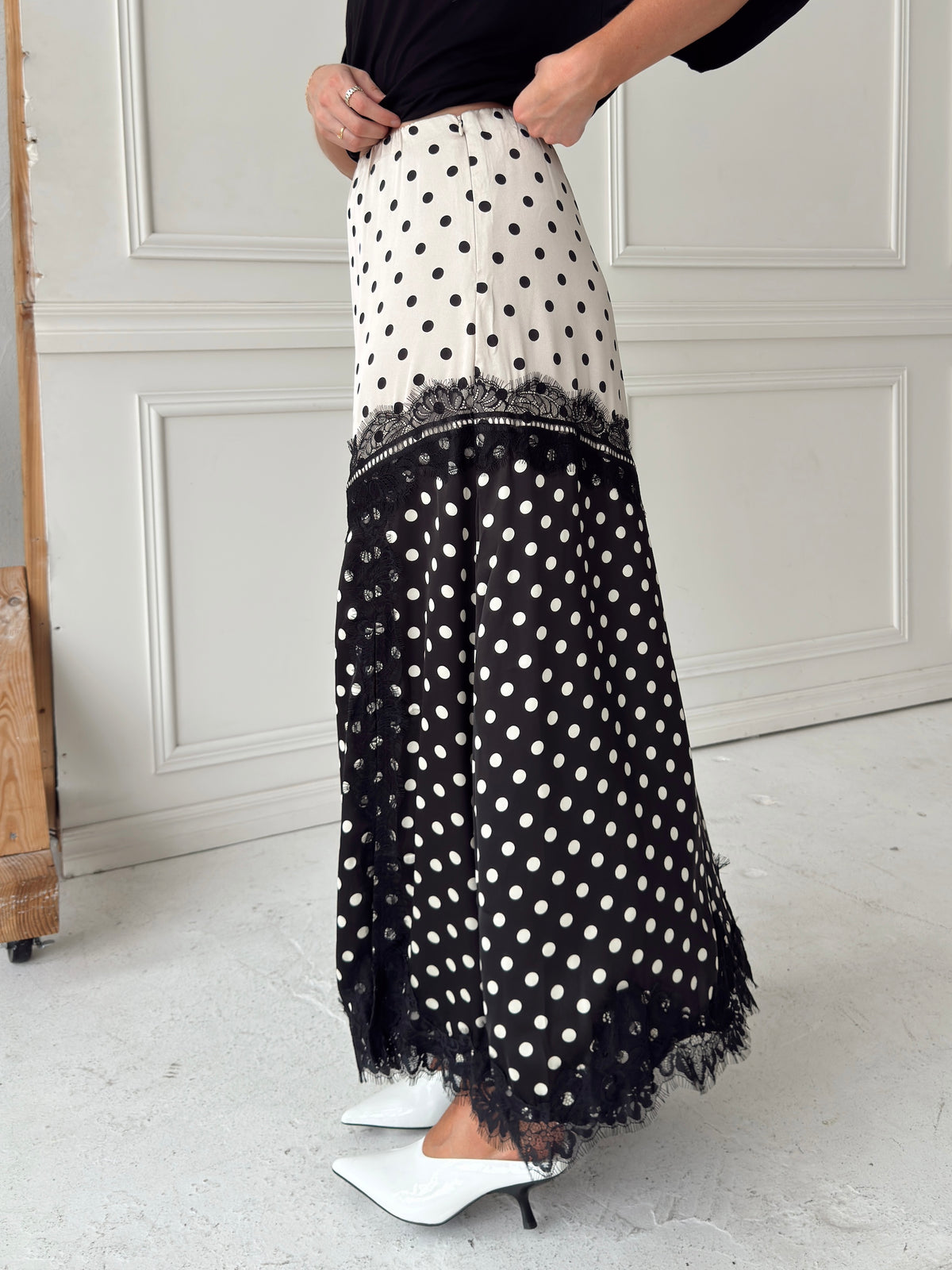 Diana Dual-Tone Polka Dot Maxi Skirt