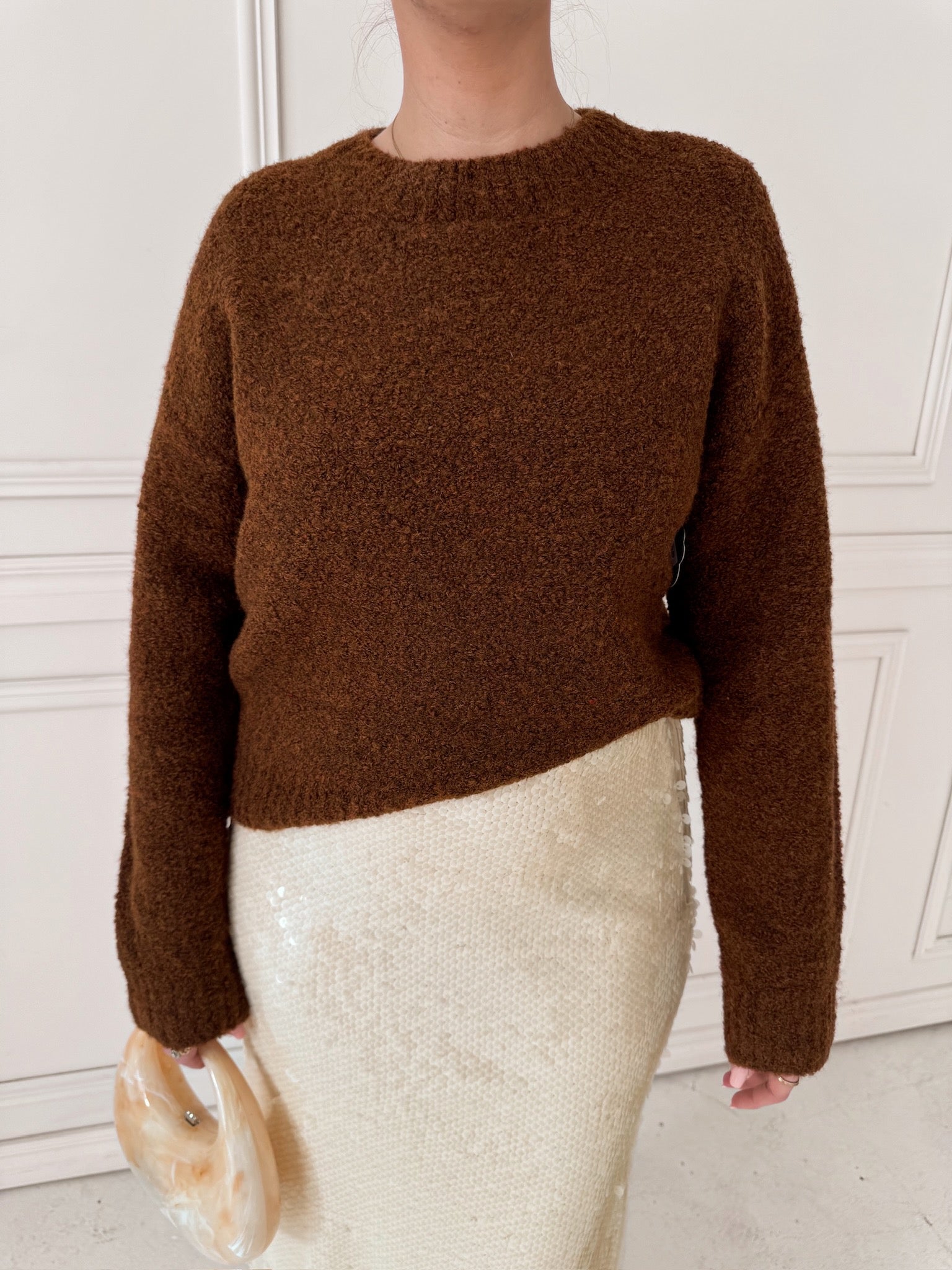 English Factory Cozy Roundneck Sweater - Chocolate