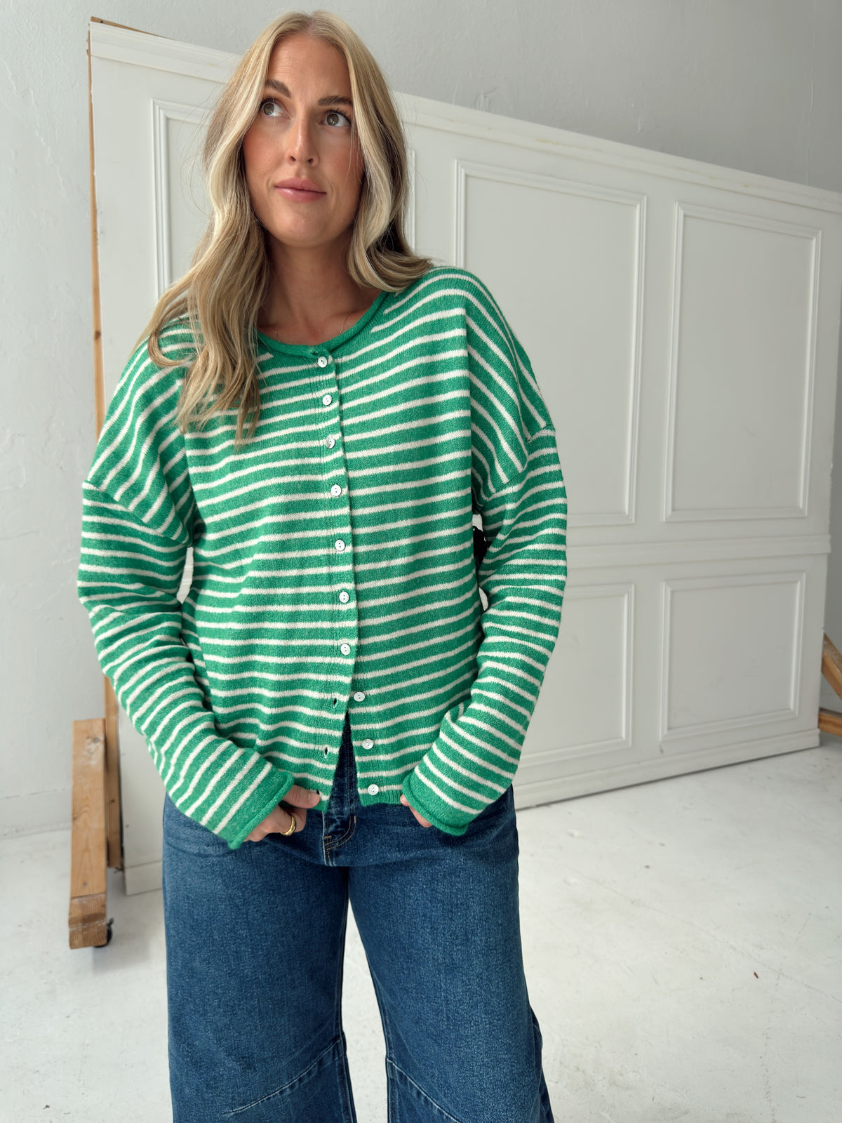 Brynn Striped Cardigan - Green