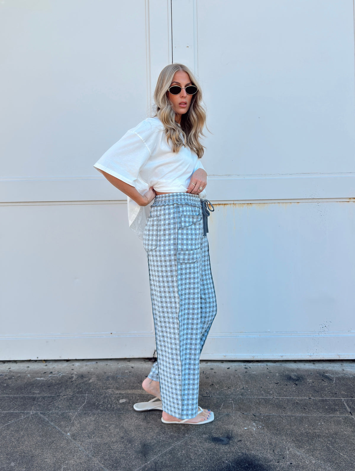 Bailey Barrel Knit Pants - Blue Grey