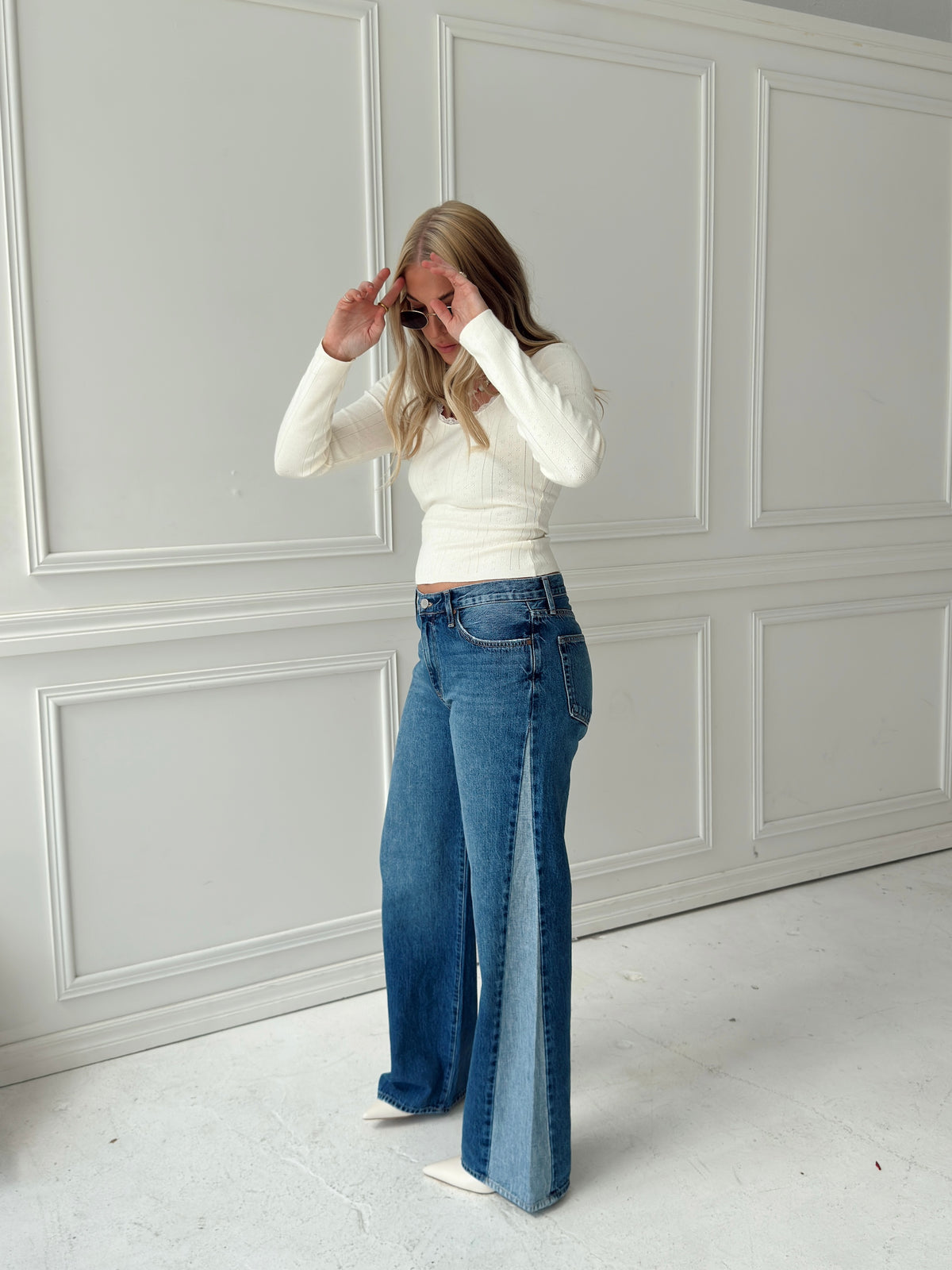 Presley Pointelle Rib Knit Sweater - Ivory