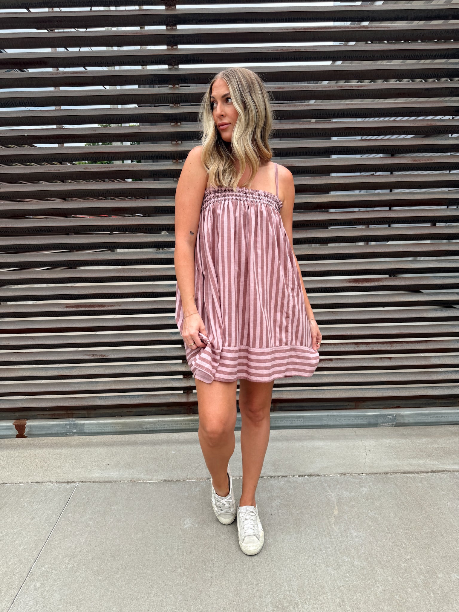 Summer Stripes Mauve Mini Dress