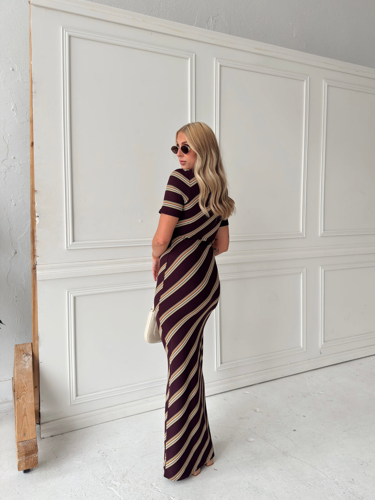 Red Brown Combo Maxi Dress