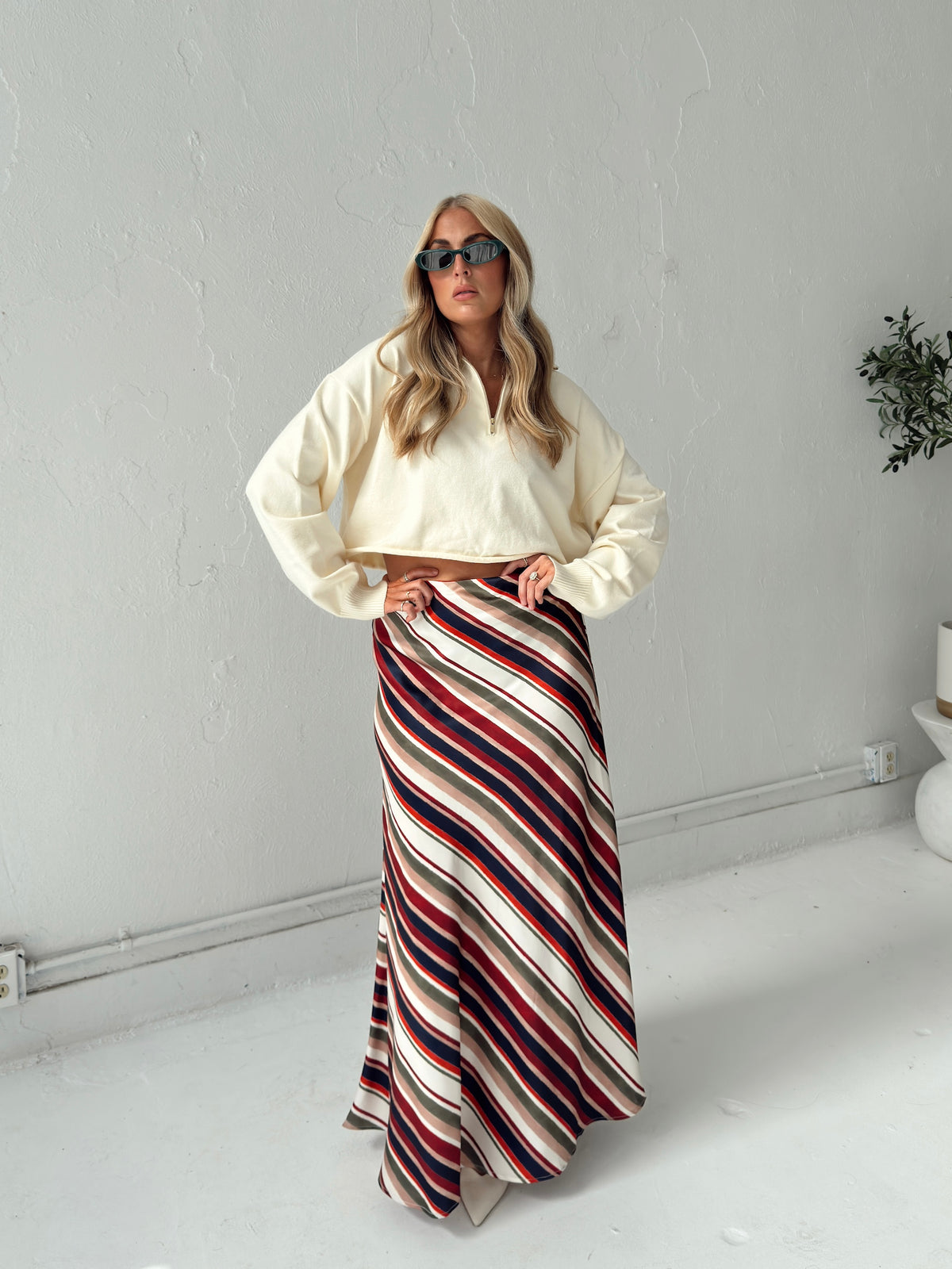 Pre-Order Dani Diagonal Stripe Maxi Skirt (restock eta 10/19)