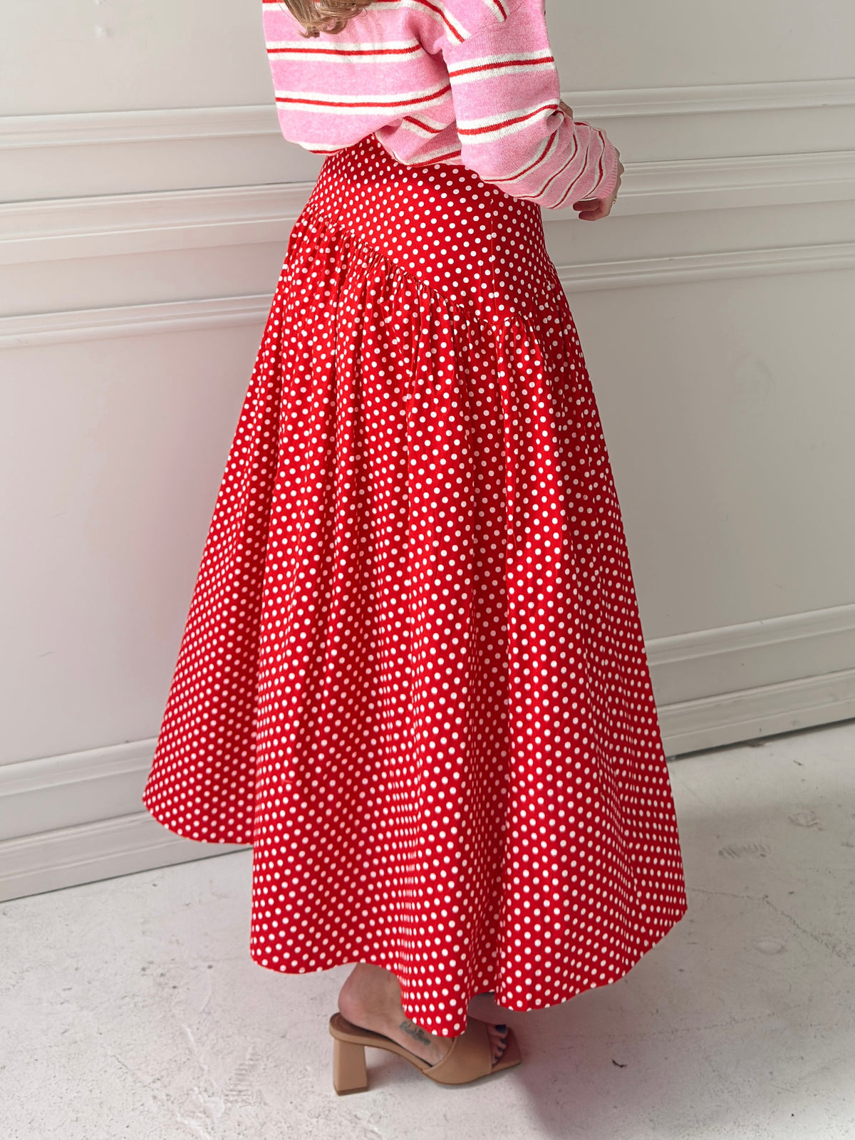 Set Your Sails Polka Dot Skirt - Red